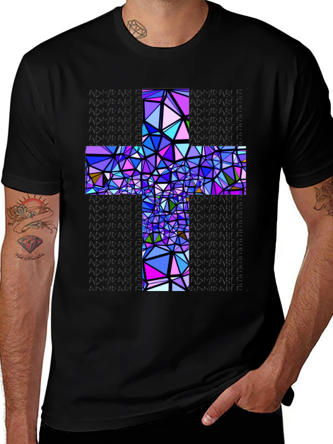 Variant 23 of Geometric Cross Graphic Tee - Stylish Statement Shirt
