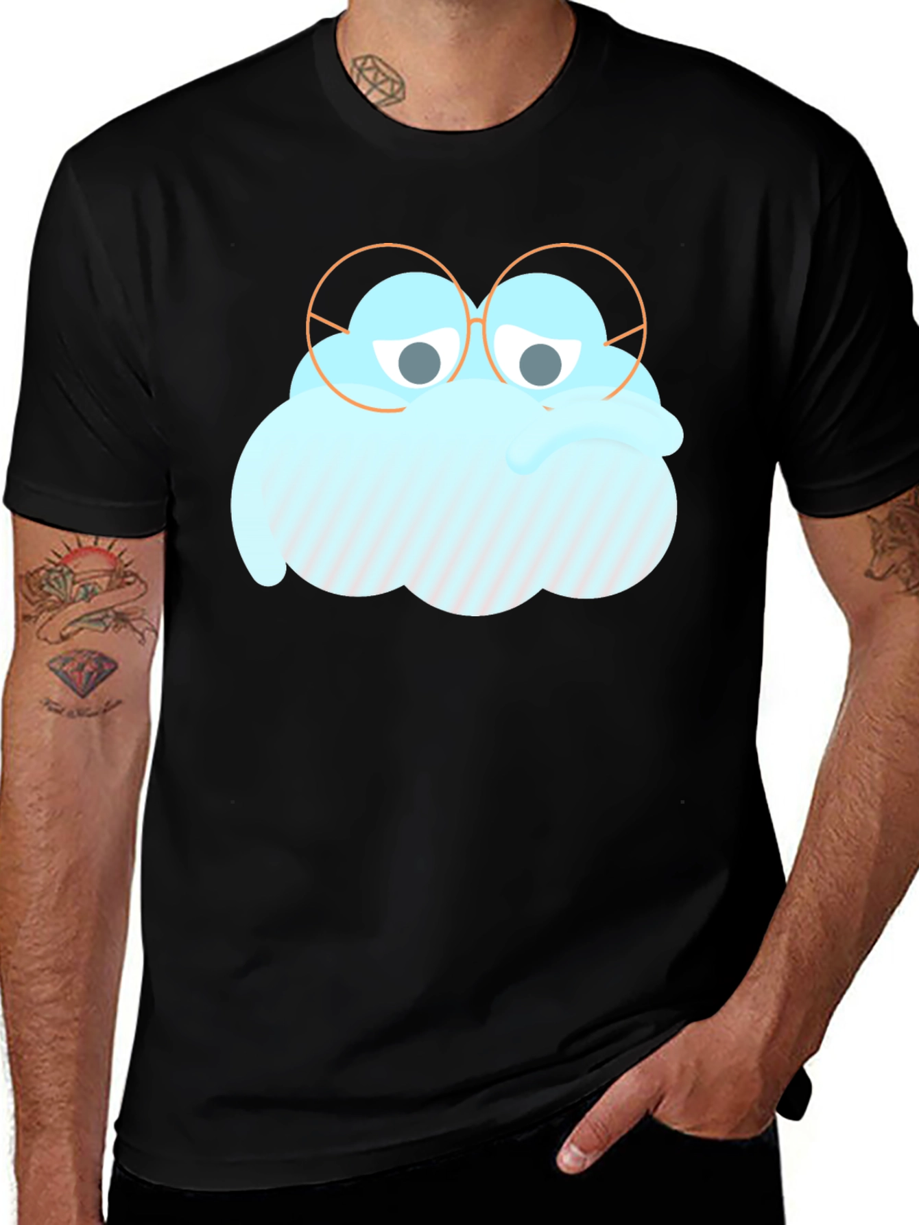 Variant 8 of Funny Cloud with Glasses T-Shirt - Men's Black Tee