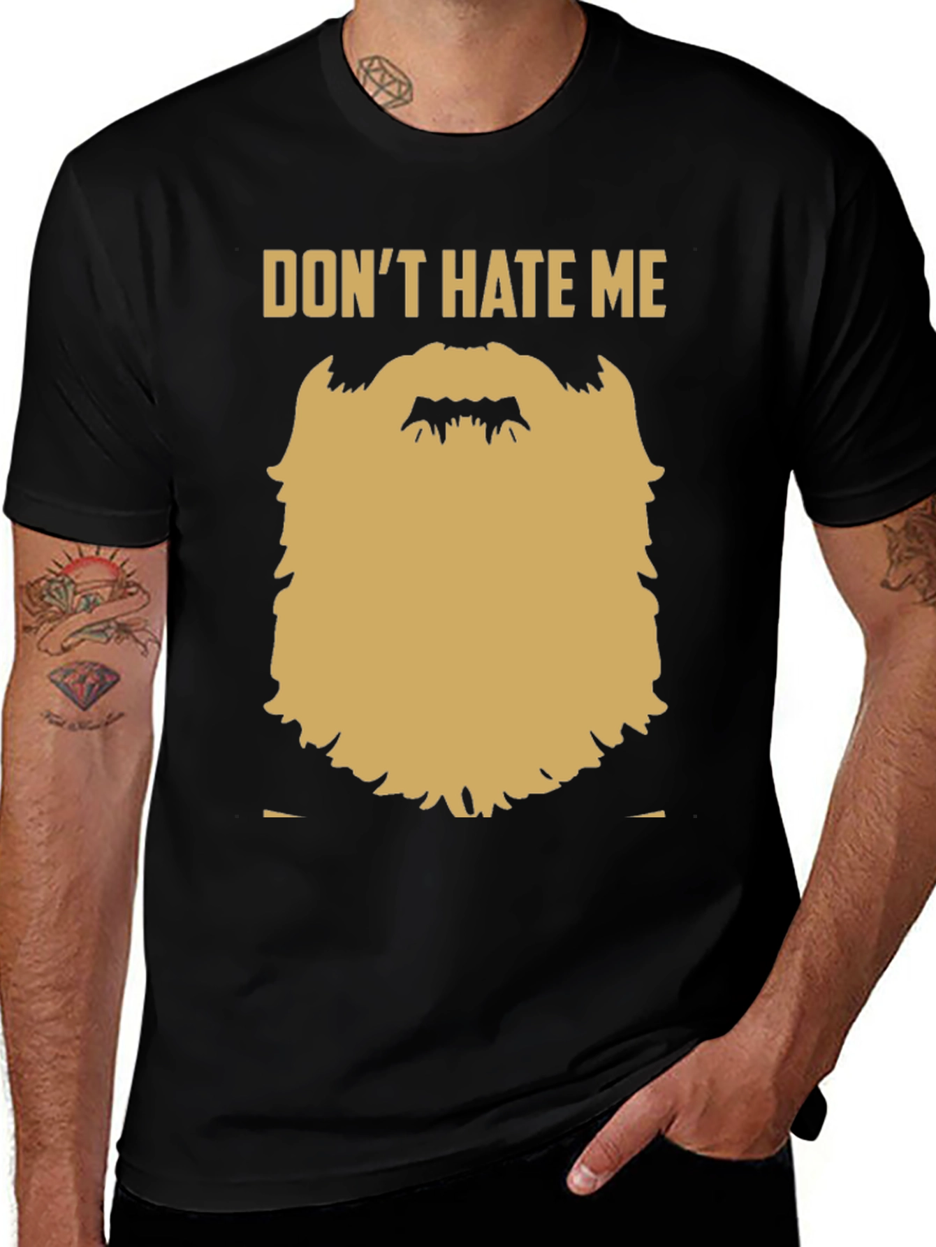 Black Funny Beard Graphic T-Shirt - Don't Hate Me main image