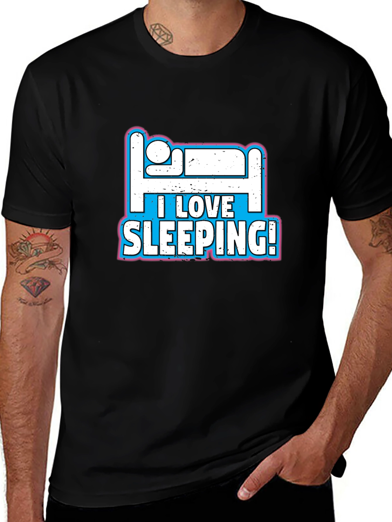 I Love Sleeping Graphic Tee - Black Cotton Comfort