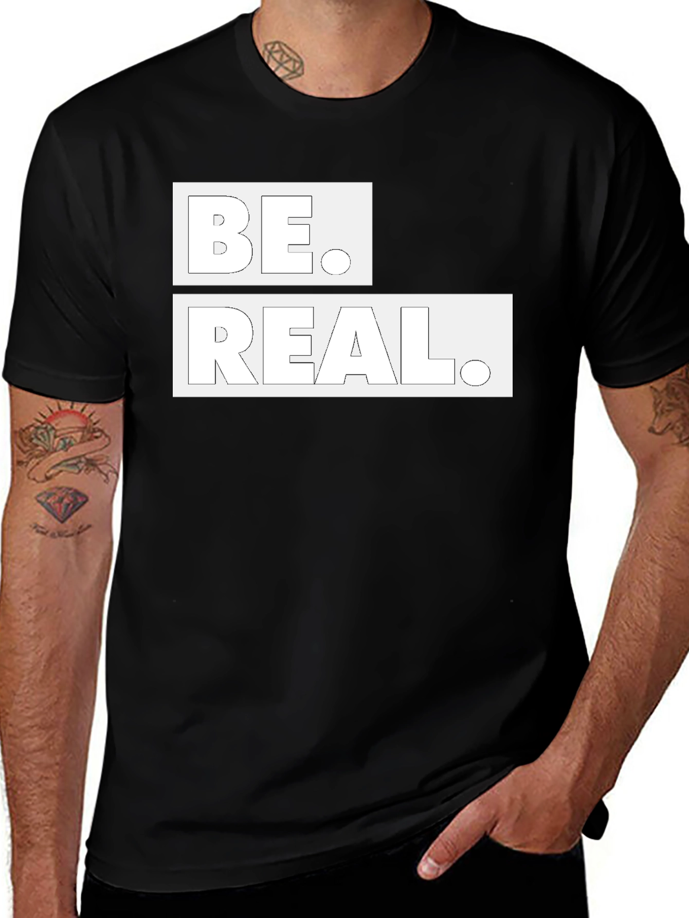 Variant 28 of Be Real Graphic Tee - Black Cotton Blend Shirt