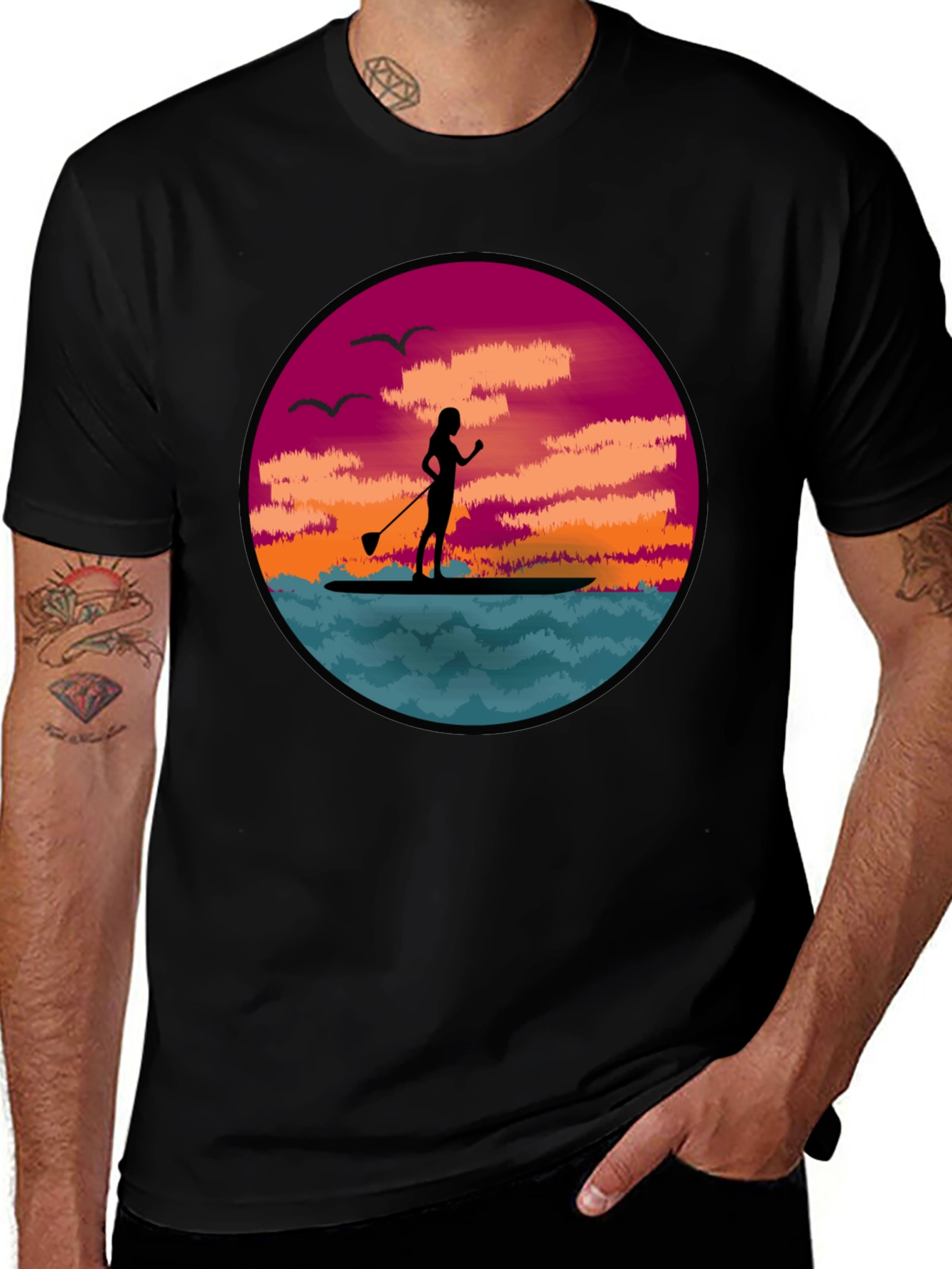 Variant 28 of Sunset Paddleboarder Graphic T-Shirt