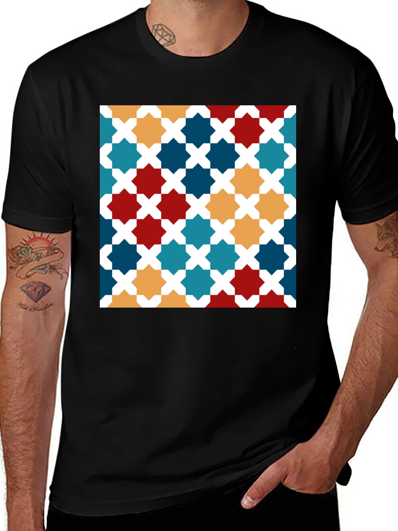 Variant 9 of Geometric Pattern Tee - Modern Stylish Design