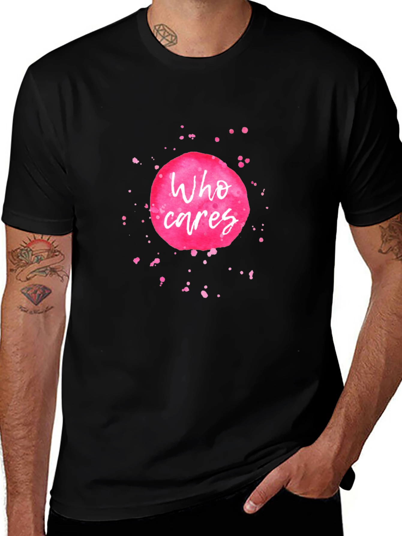 Variant 18 of Who Cares Graphic Tee - Black