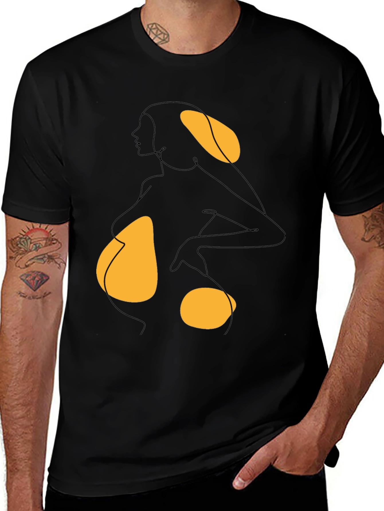 Variant 6 of Abstract Woman Graphic Tee - Black