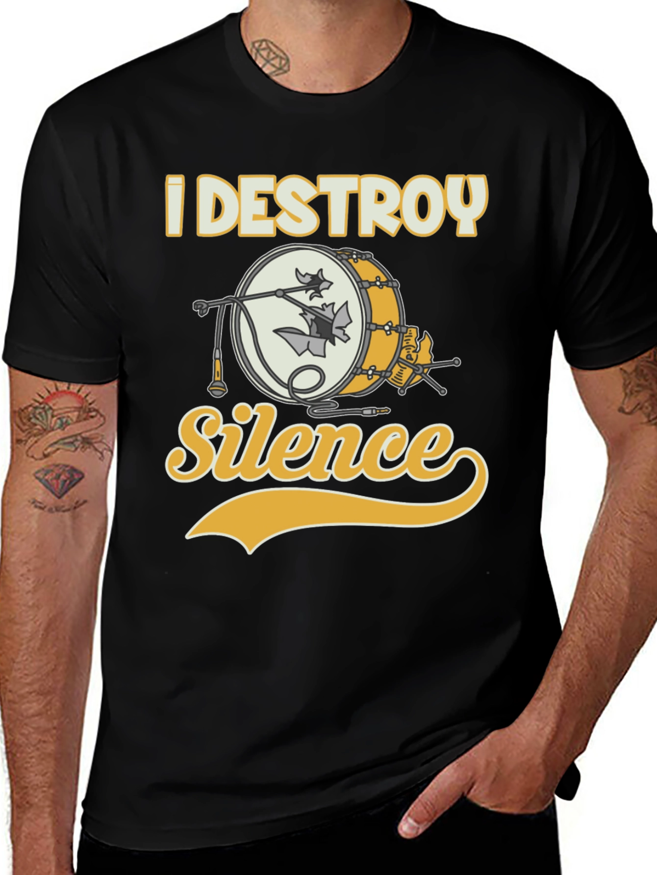 Variant 15 of I Destroy Silence Drummer T-Shirt - Black