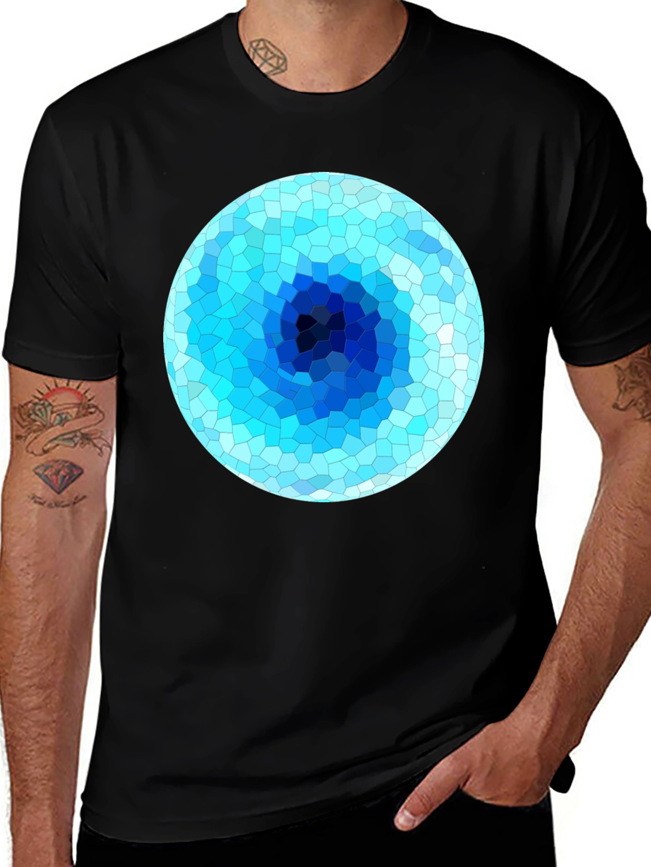 Variant 6 of Abstract Geometric Blue Eye T-Shirt