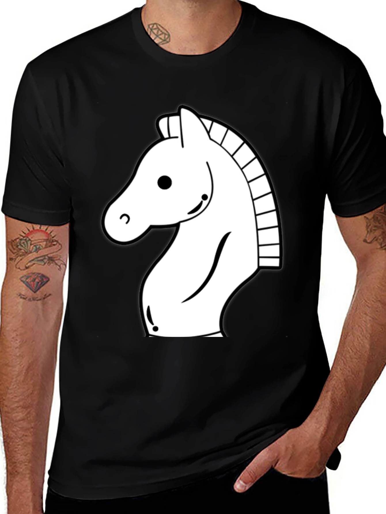 Variant 27 of Chess Knight Graphic Tee - Black