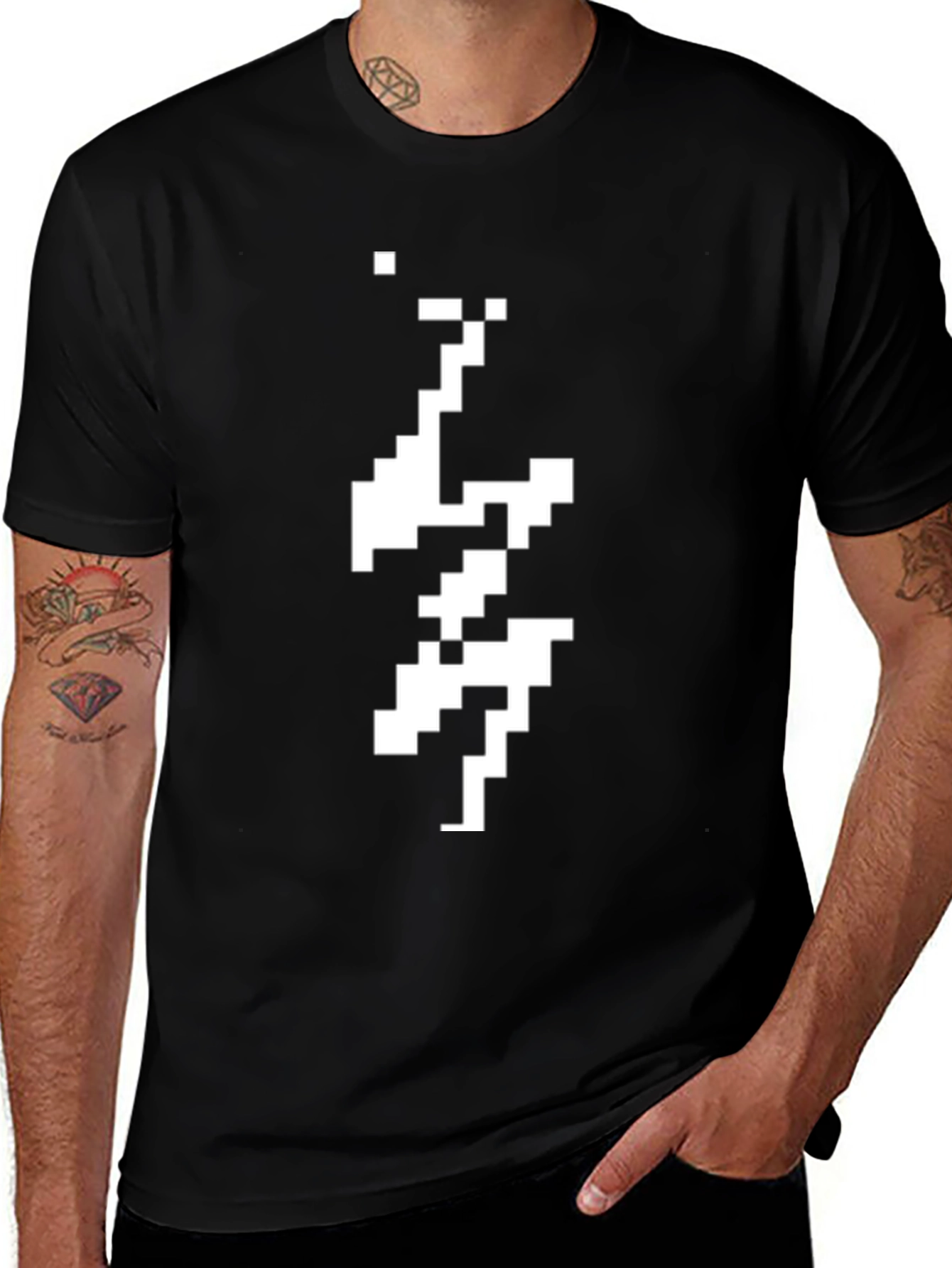 Variant 28 of Pixel Art Lightning Bolt Black T-Shirt