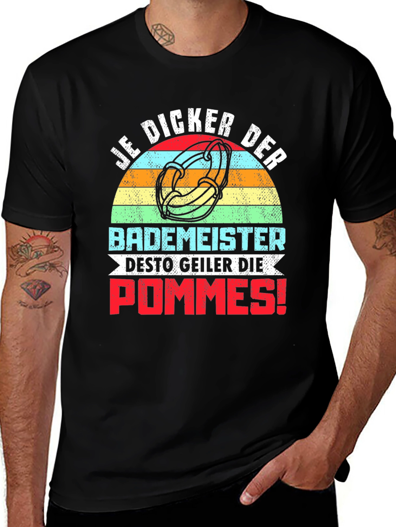 Variant 11 of Je Dicker Bademeister Pommes T-Shirt