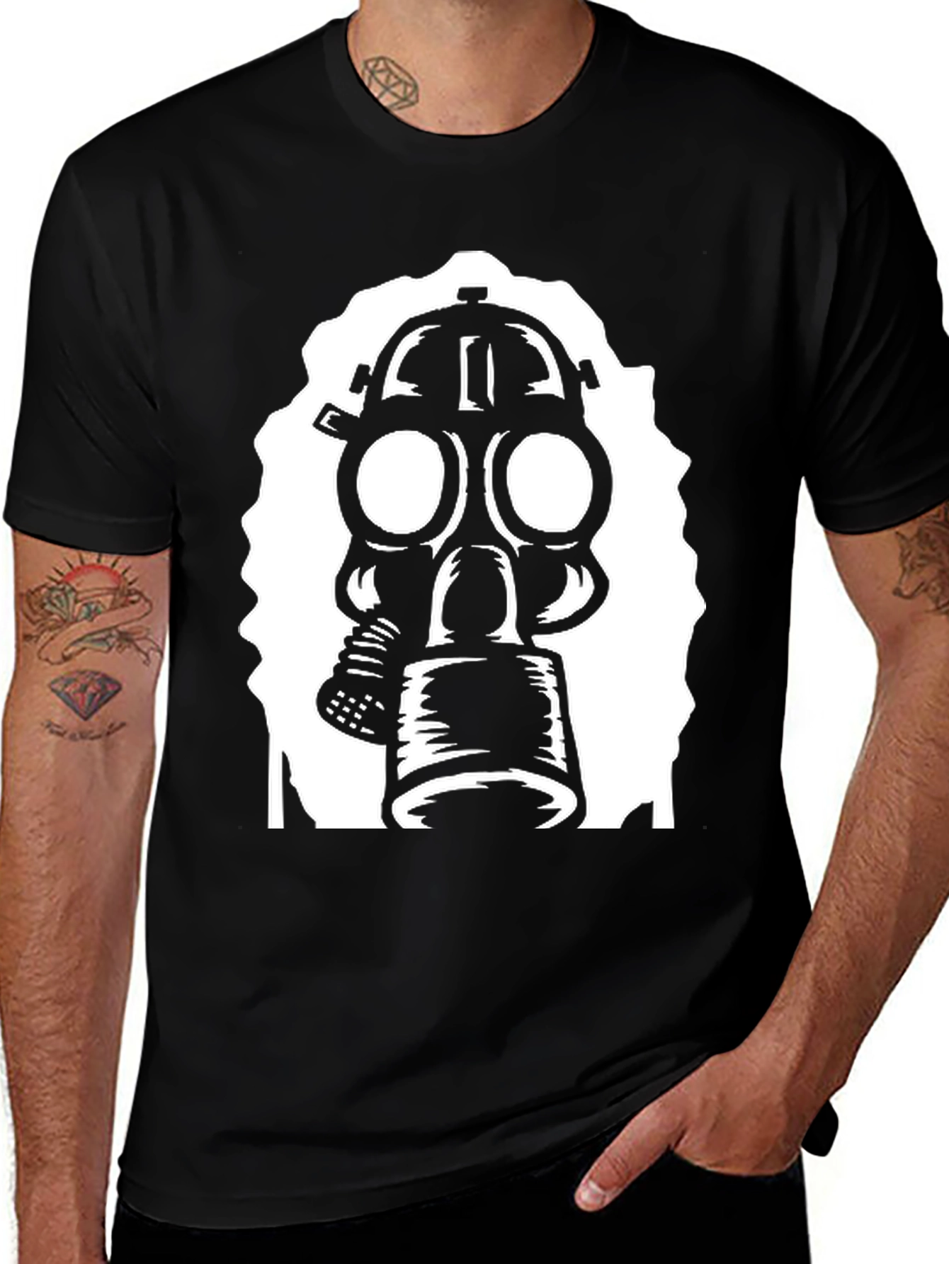 Variant 15 of Gas Mask Graphic Black T-Shirt