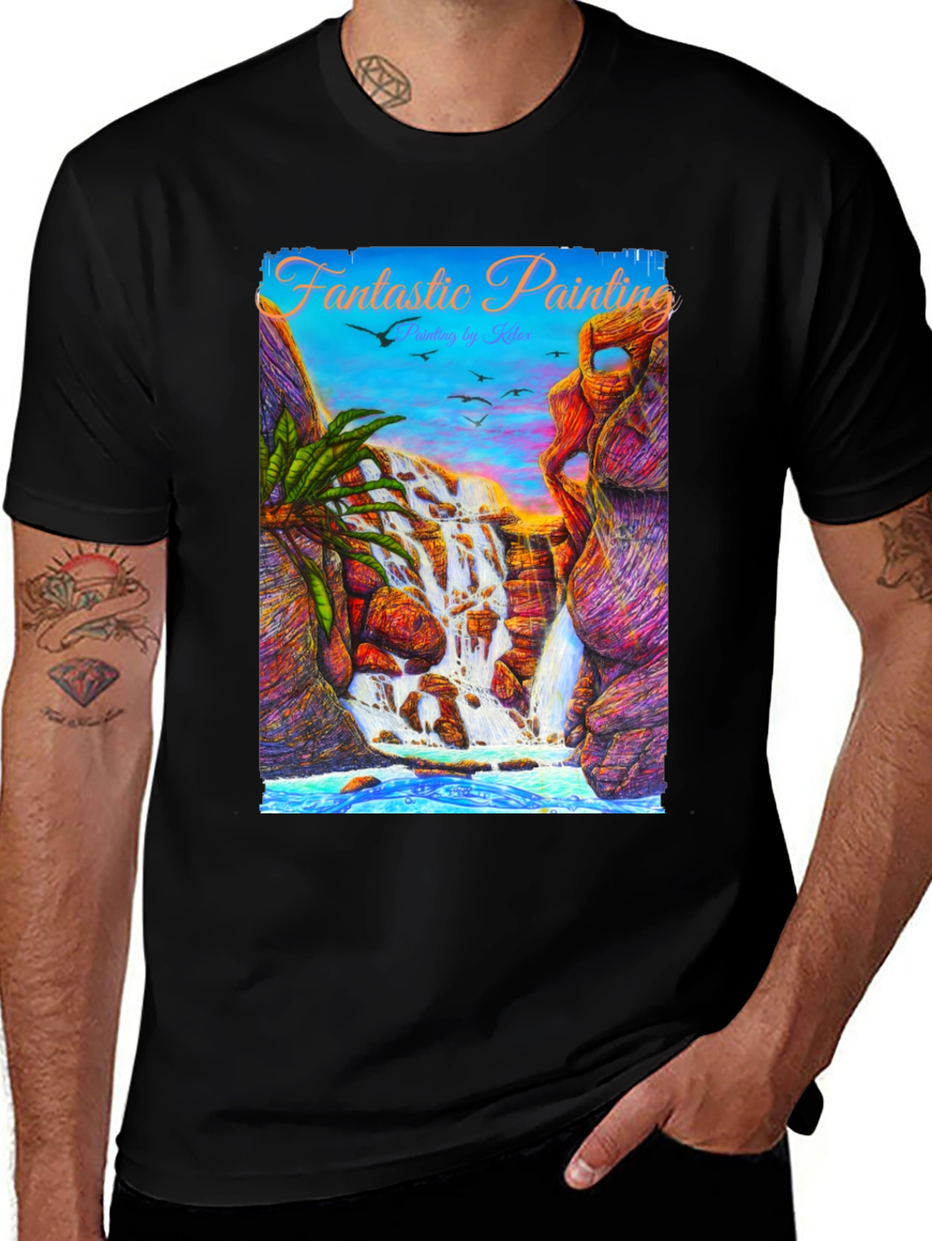 Variant 30 of Fantastic Painting Waterfall T-Shirt