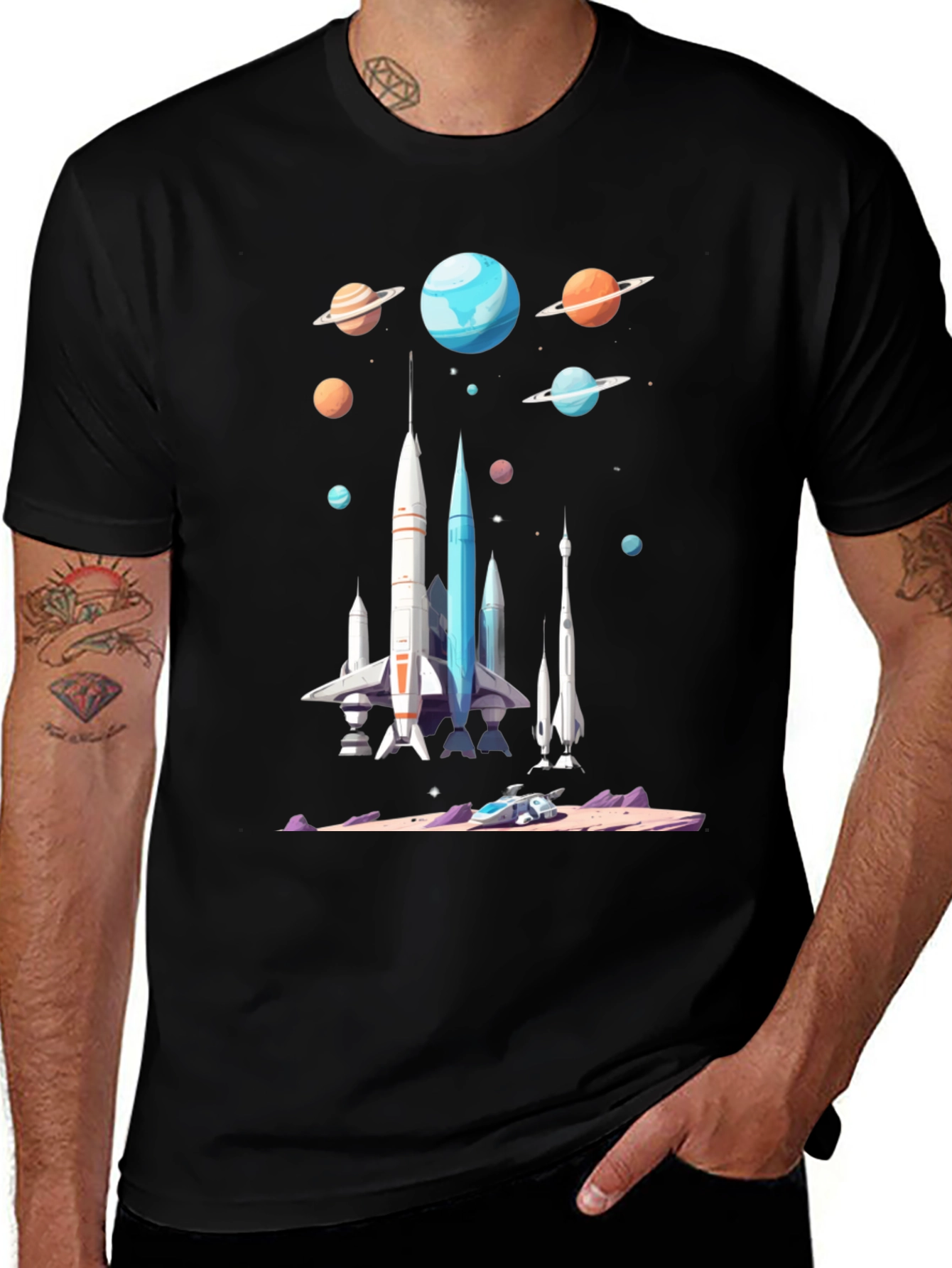 Variant 21 of Space Rockets & Planets Graphic Tee