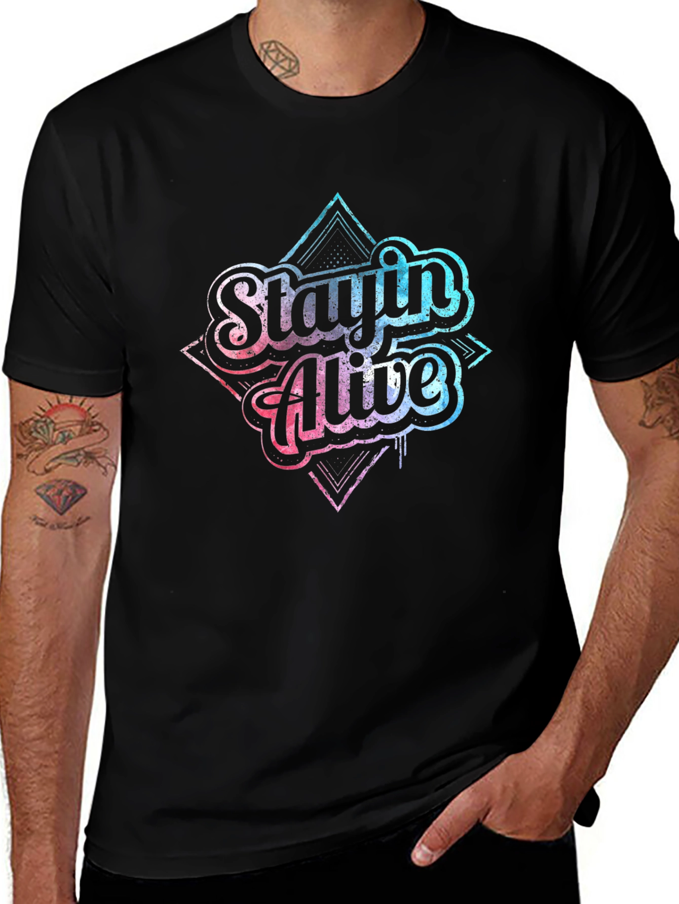 Variant 22 of Stayin' Alive Graphic Tee - Retro Style