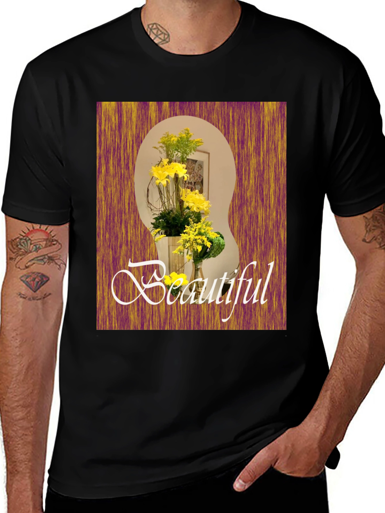 Variant 24 of Floral 'Beautiful' Graphic T-Shirt