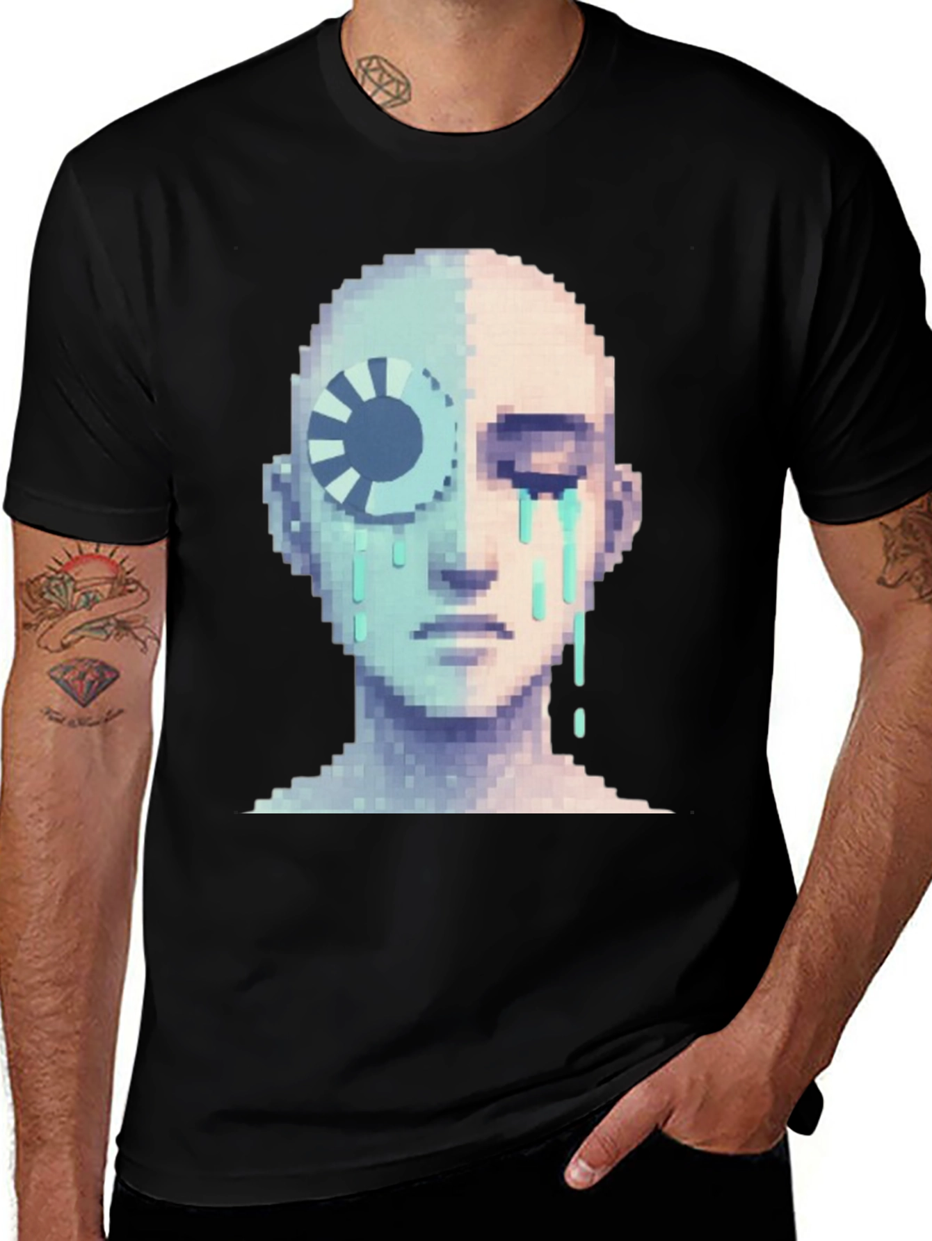 Variant 15 of Pixelated Cyborg T-Shirt - Unique Graphic Tee