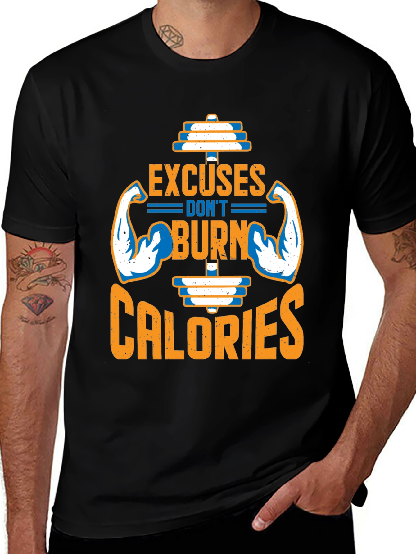 Variant 13 of Excuses Don't Burn Calories Black T-Shirt Gym Fitness