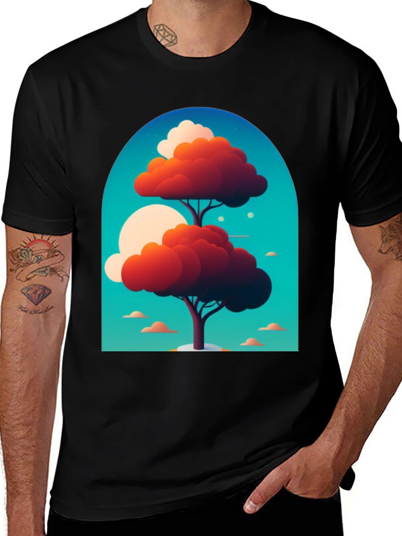 Variant 21 of Artsy Tree Graphic Tee - Unique Design Black T-Shirt