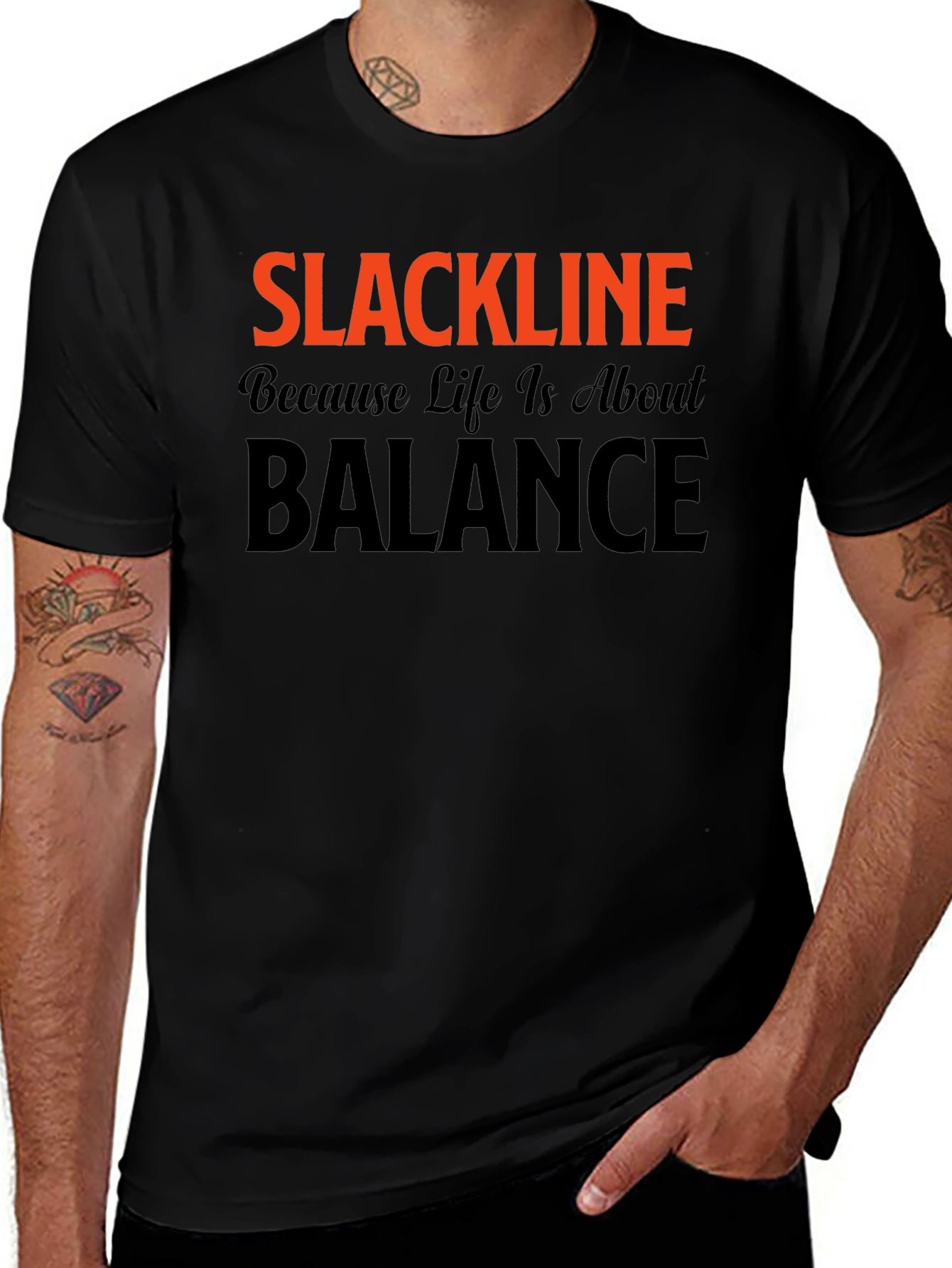Slackline Balance Black T-Shirt