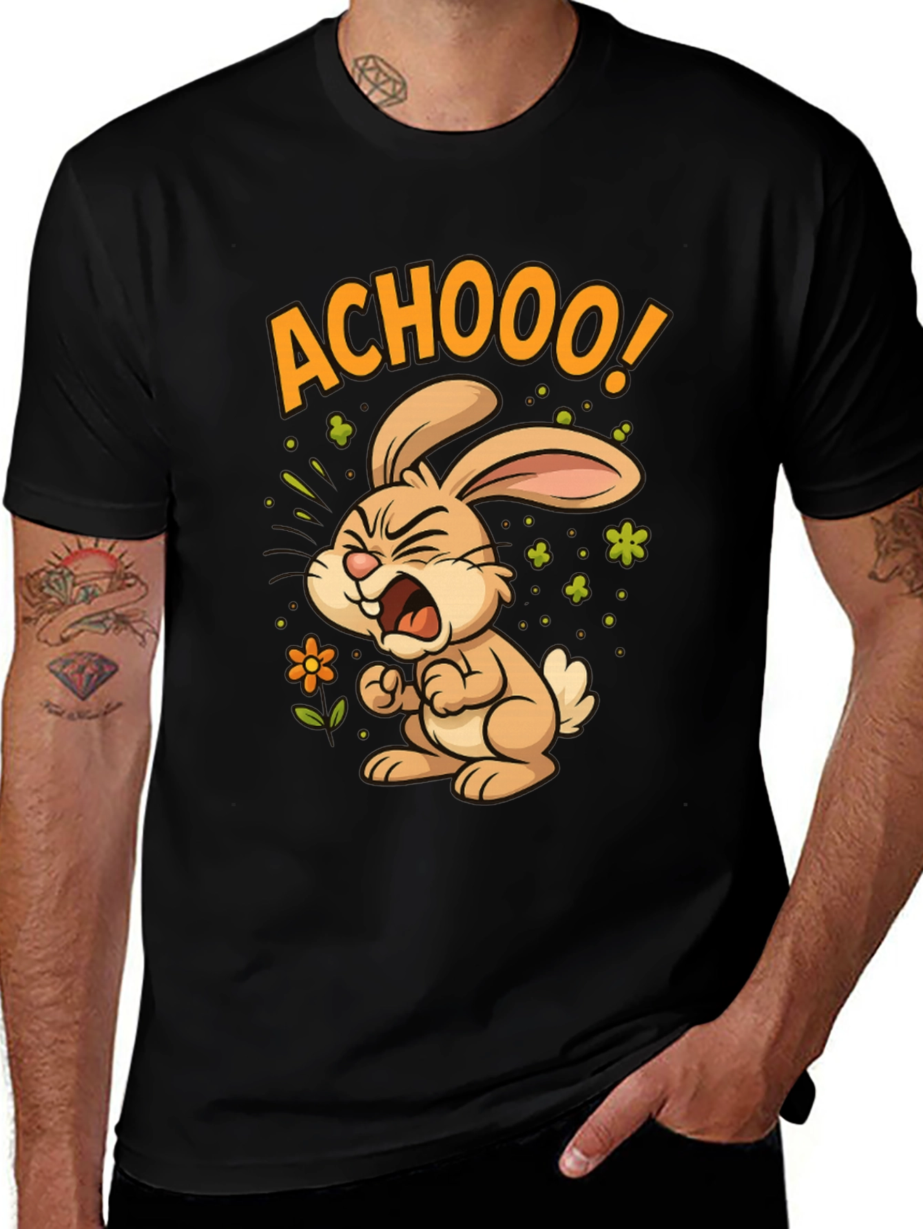 Variant 17 of Achoo! Sneezing Bunny Graphic Tee