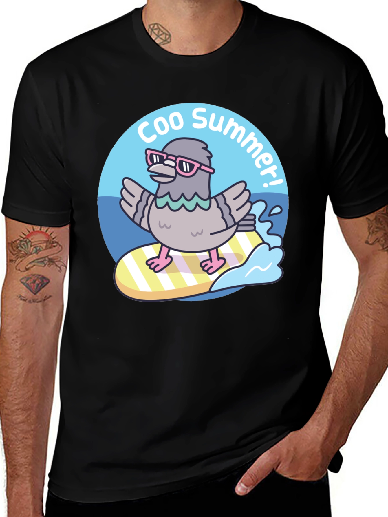 Coo Summer T-Shirt - Pigeon Surfing Tee