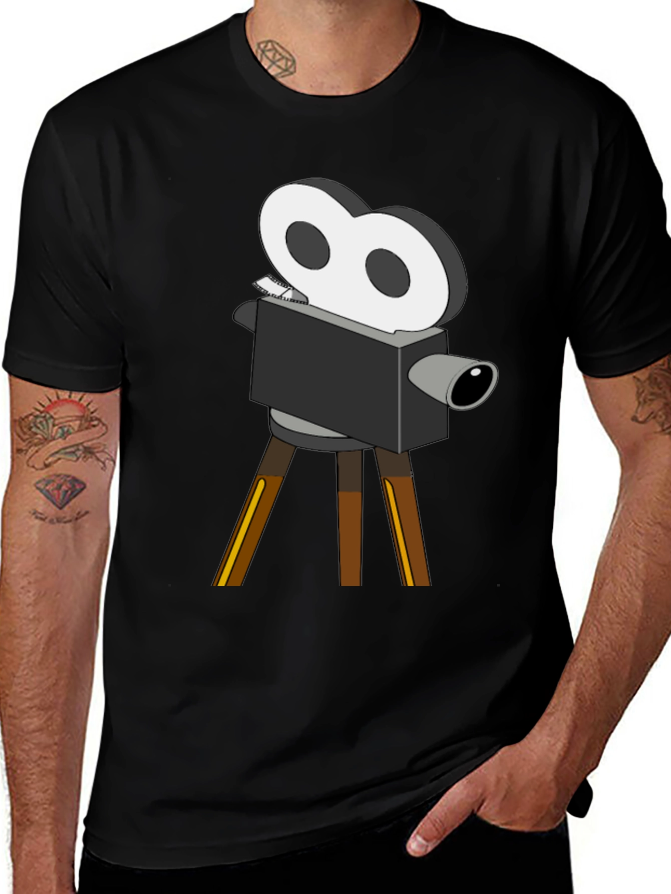 Variant 10 of Retro Movie Camera Graphic Tee - Black