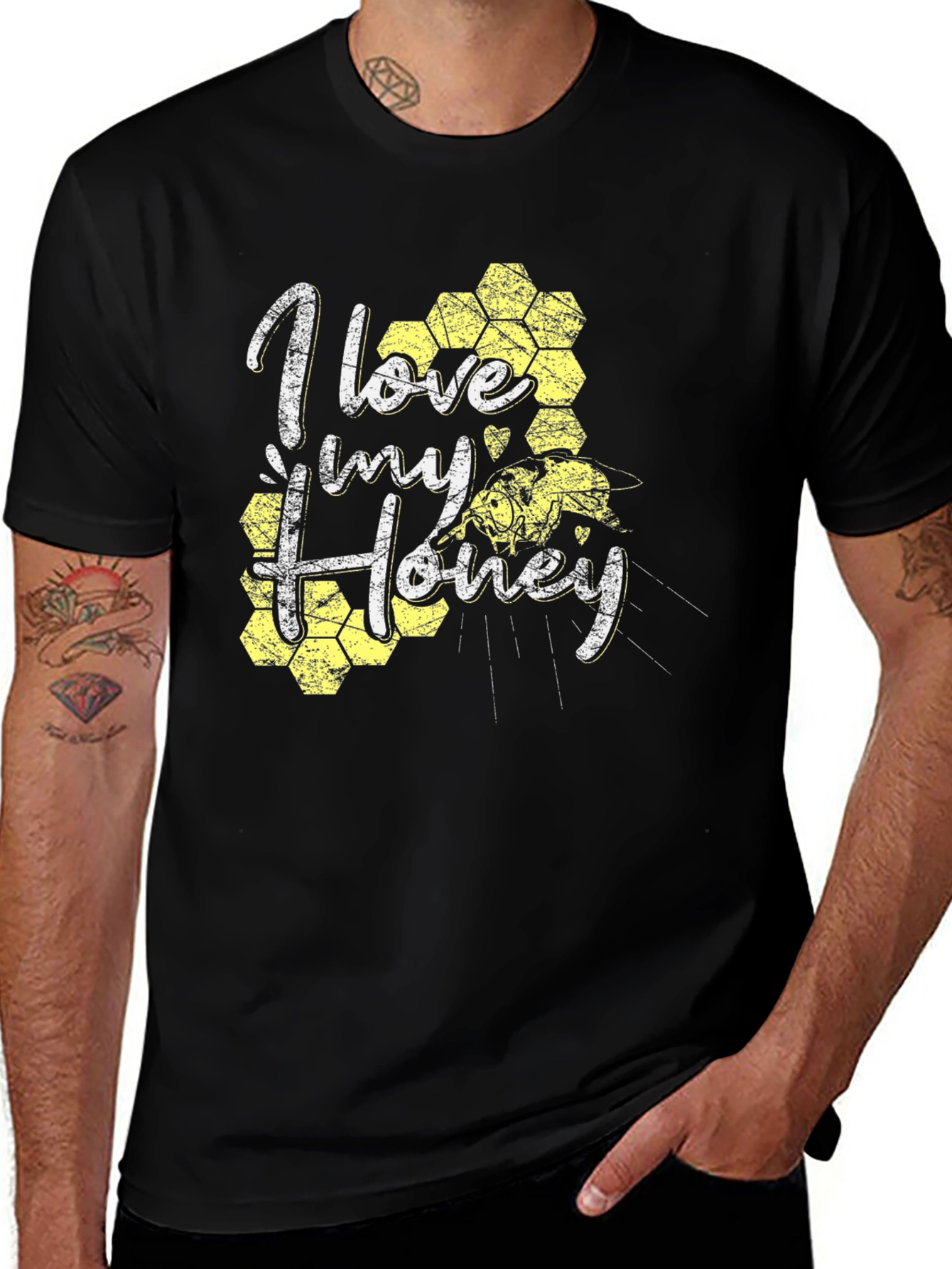 Variant 16 of I Love My Honey Graphic Tee - Black