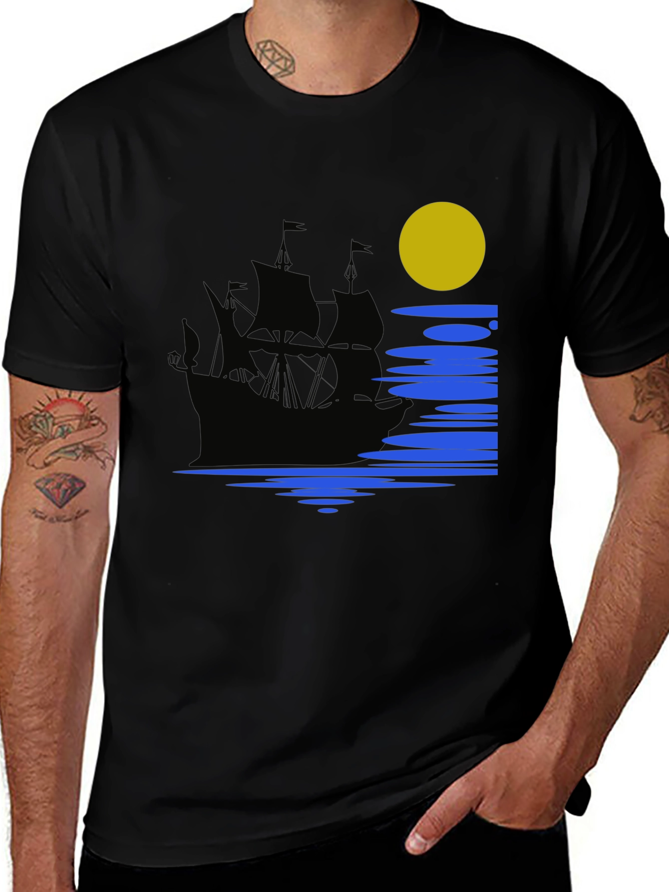Variant 12 of Nautical Moonlight Black T-Shirt