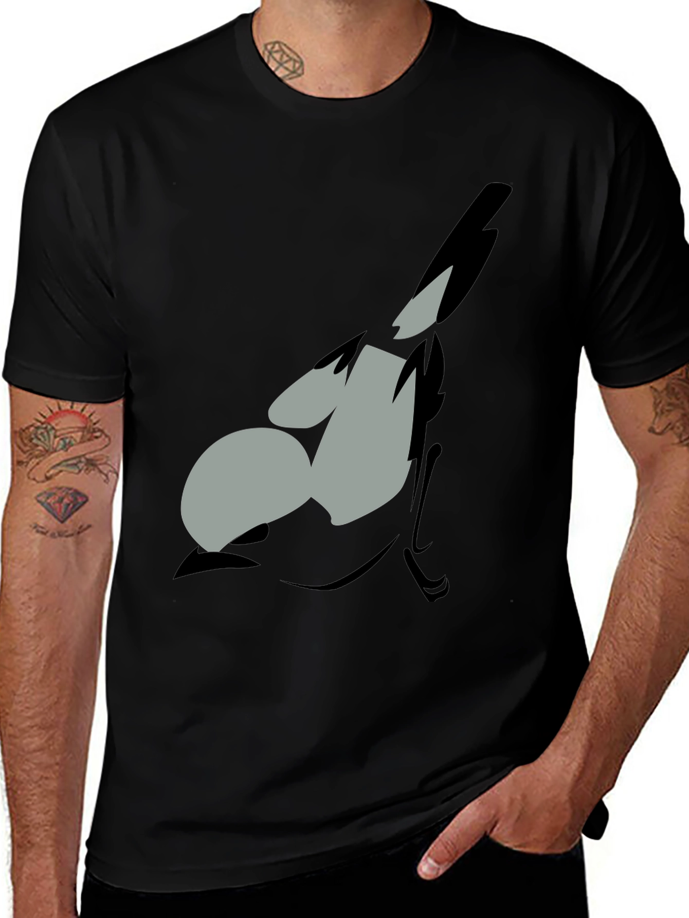 Variant 23 of Stylized Graphic Tee - Men's Black Short Sleeve T-Shirt
