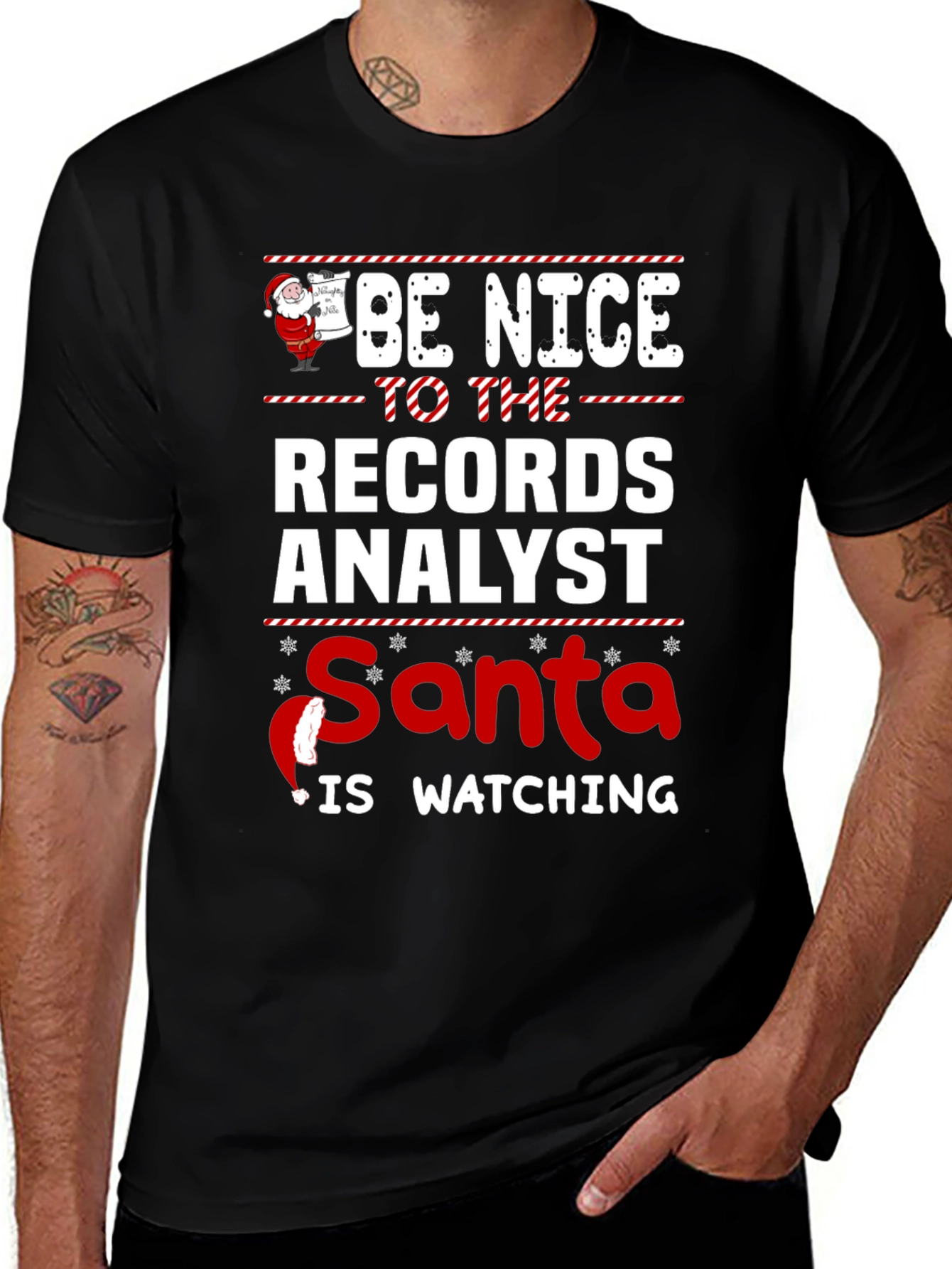 Records Analyst Santa Watching T-Shirt