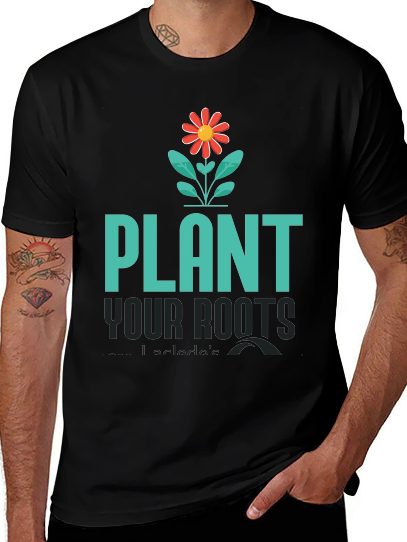 Variant 13 of Plant Your Roots Graphic Tee - Black Cotton T-Shirt