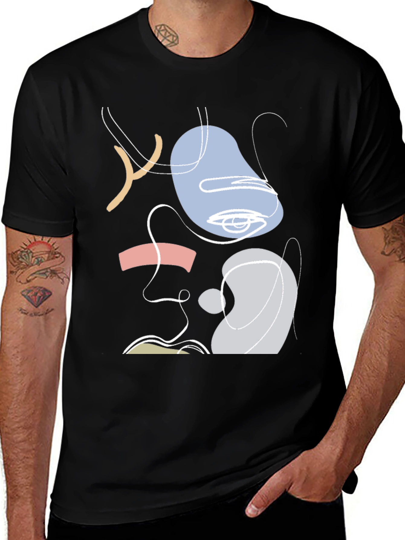 Abstract Graphic Print Black T-Shirt