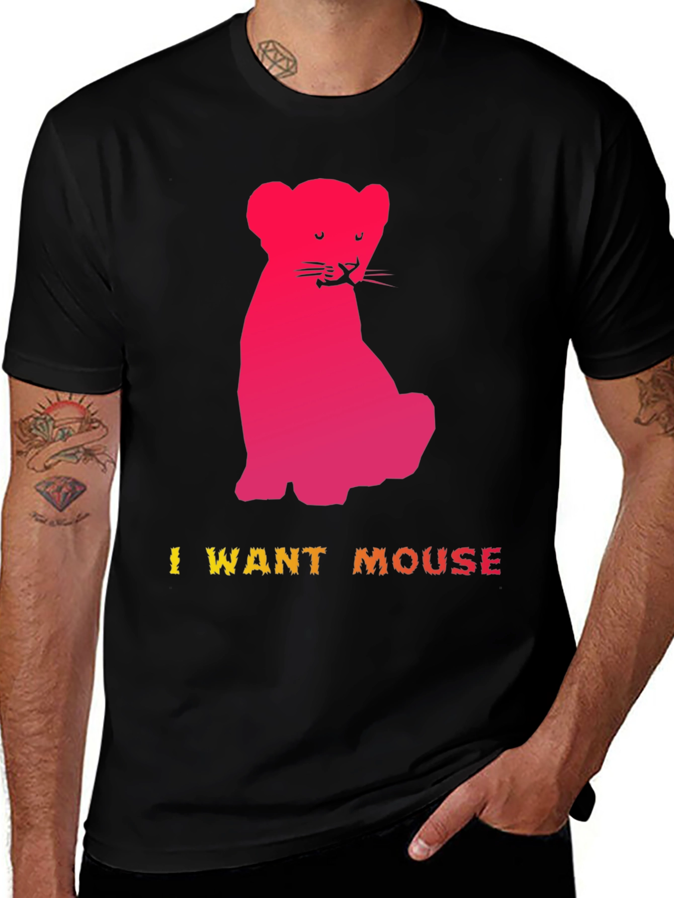 Variant 2 of I Want Mouse Graphic Tee - Fun Kitten Design