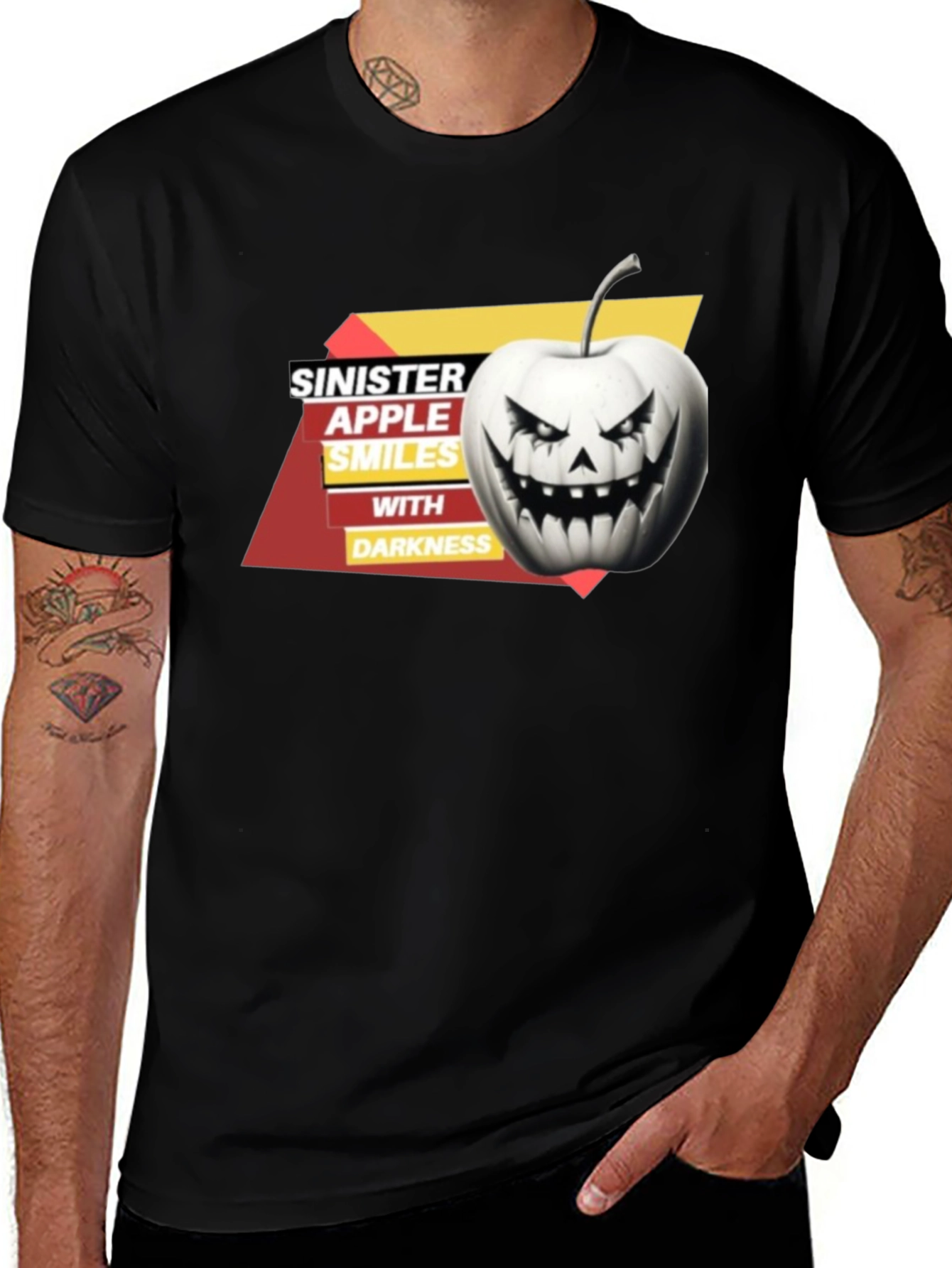 Sinister Apple Smiles T-Shirt: Halloween Style