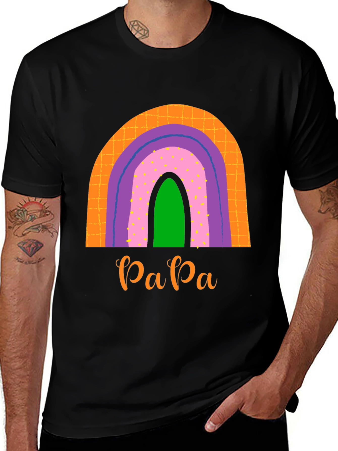 Variant 12 of Retro Papa Rainbow Graphic Tee - Dad's Pride