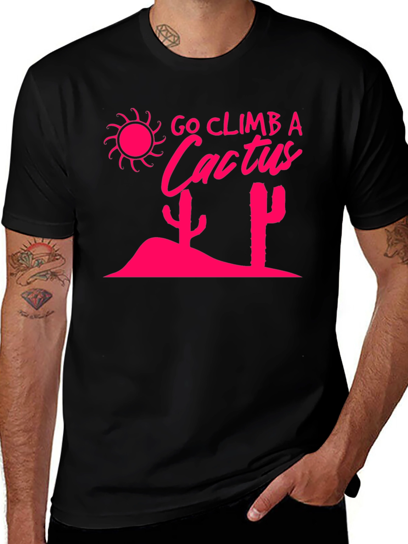 Variant 3 of Go Climb A Cactus Black T-Shirt