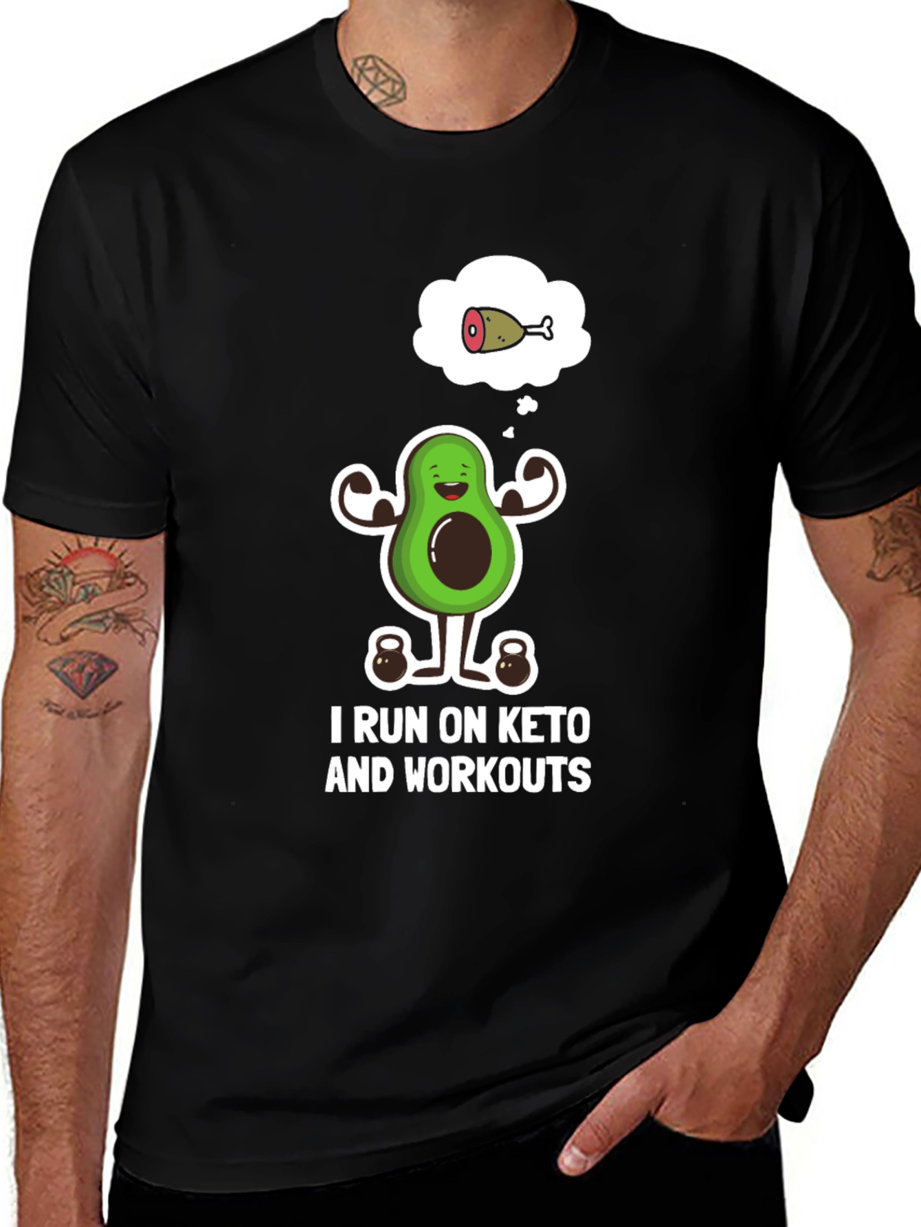 Variant 16 of Keto & Workout Avocado T-Shirt - Men's Black Tee