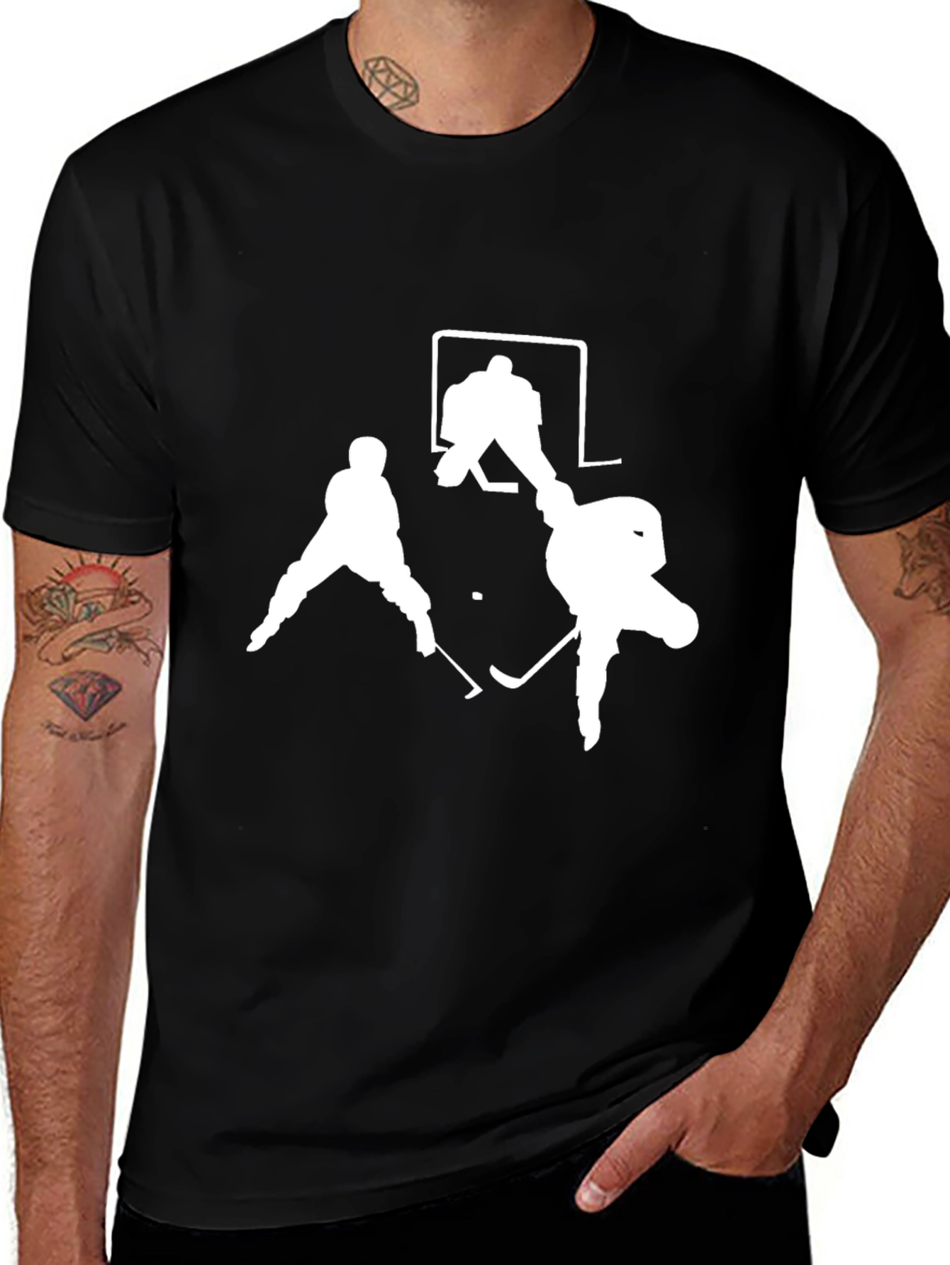Variant 22 of Hockey Silhouette Black Tee