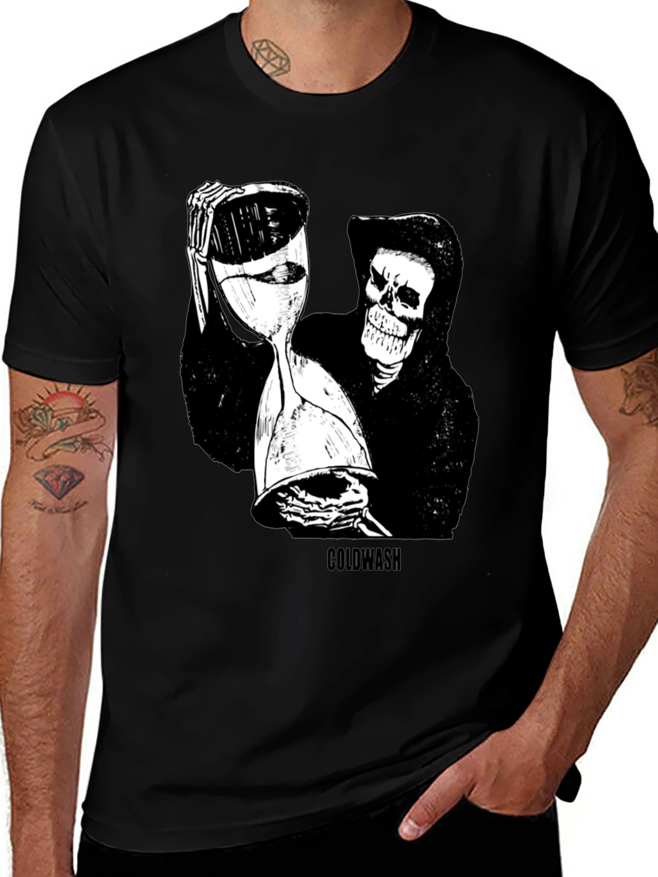 Grim Reaper Hourglass Graphic T-Shirt