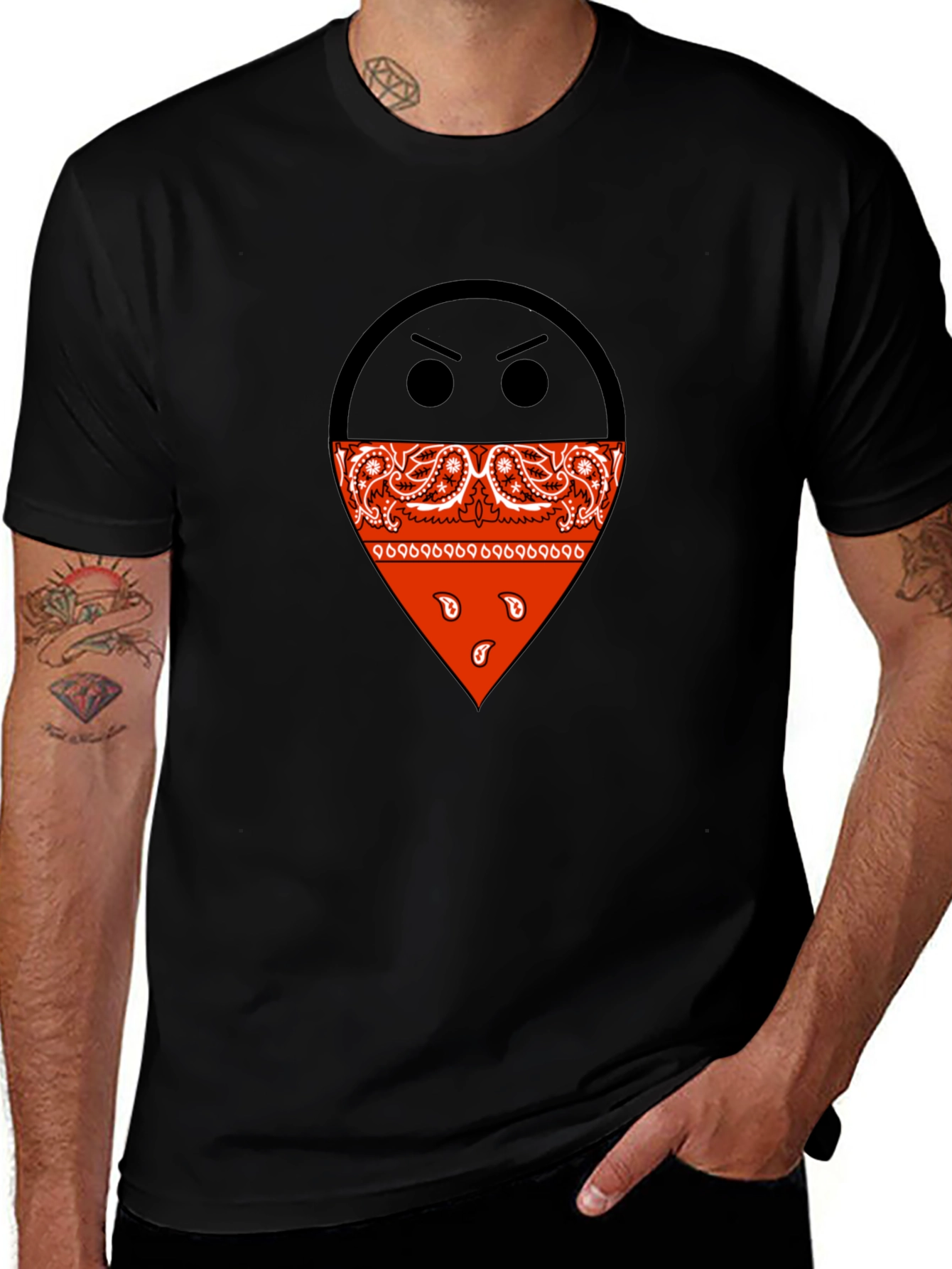 Variant 22 of Bandana Emoji Black T-Shirt