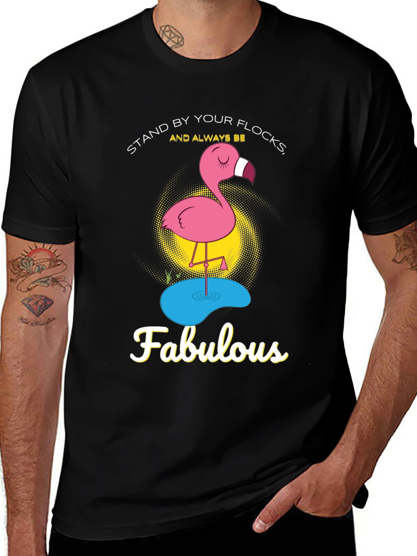 Variant 19 of Fabulous Flamingo Graphic Tee - Stand By Your Flock T-Shirt