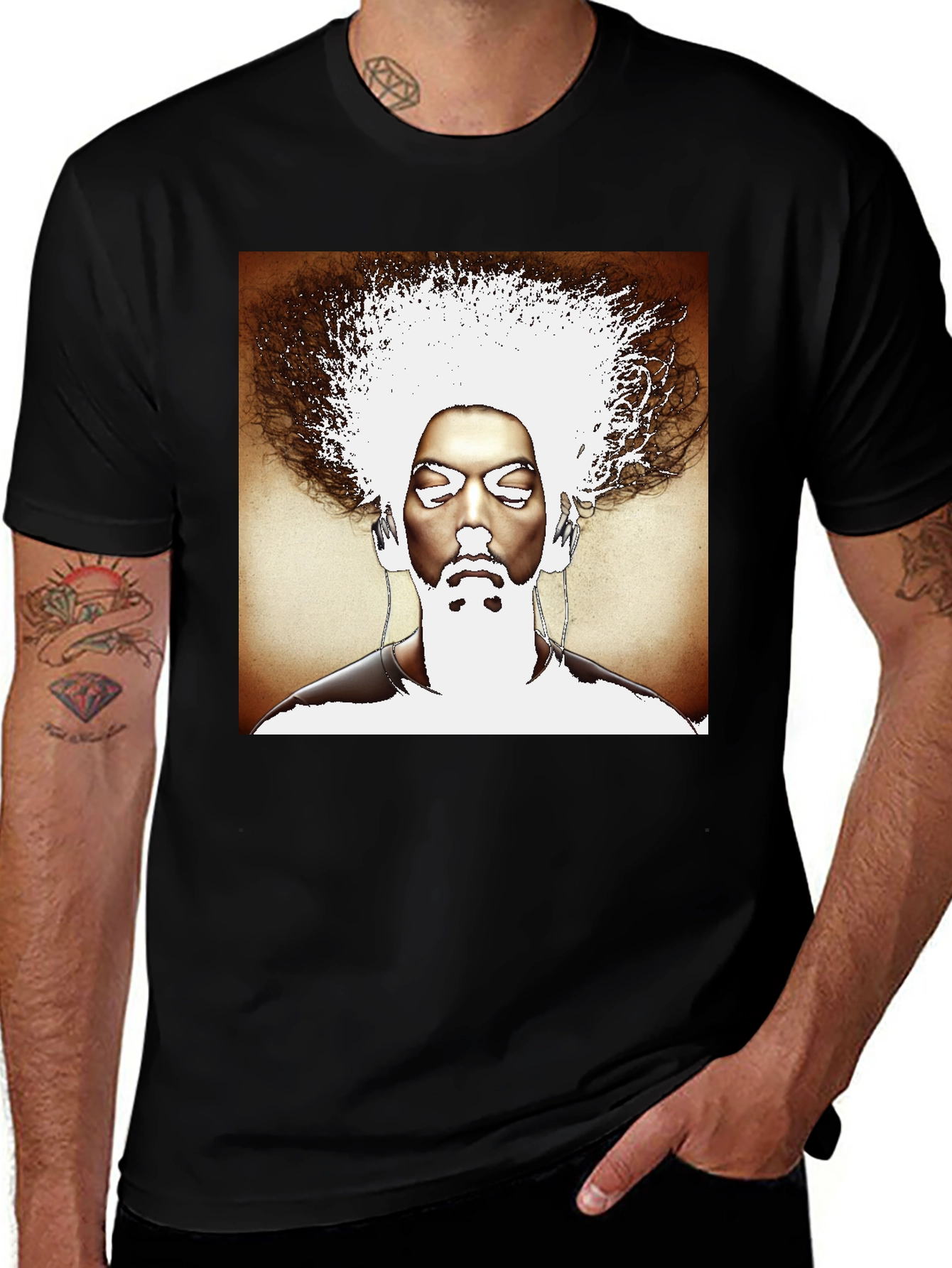 Variant 8 of Abstract Afro Graphic Black T-Shirt