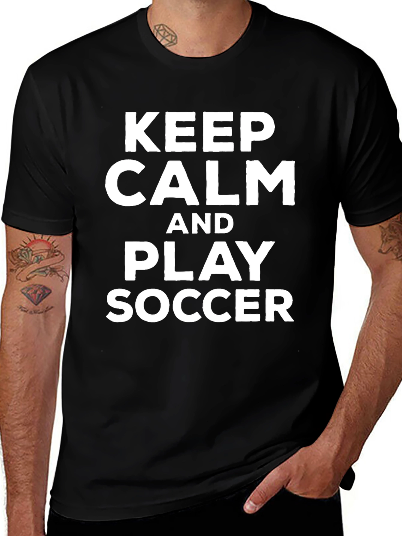 Keep Calm and Play Soccer Black T-Shirt