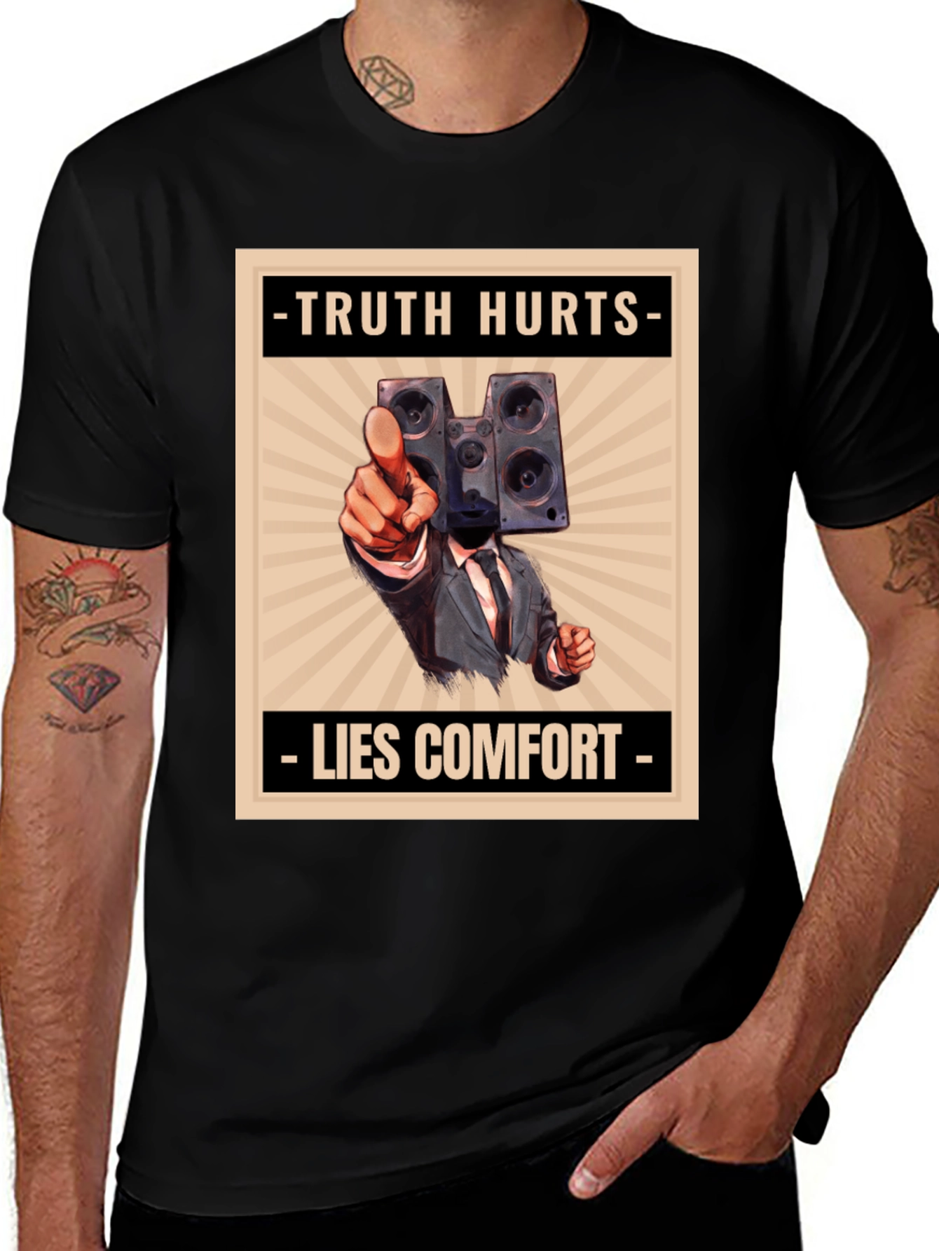 Variant 2 of Truth Hurts Men's Graphic Tee - Speaker Head