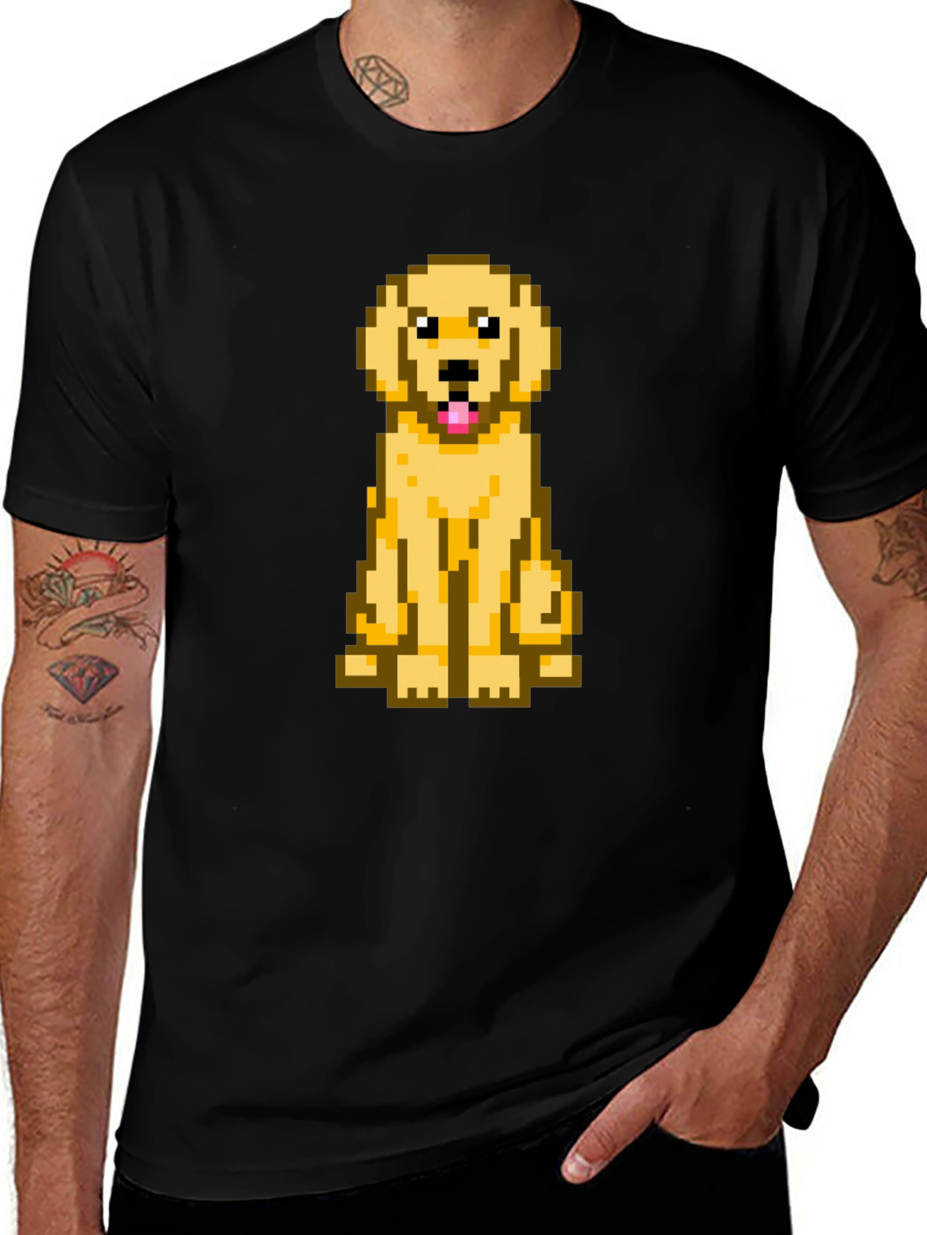 Variant 23 of Pixel Dog Graphic Tee - Black Cotton T-Shirt