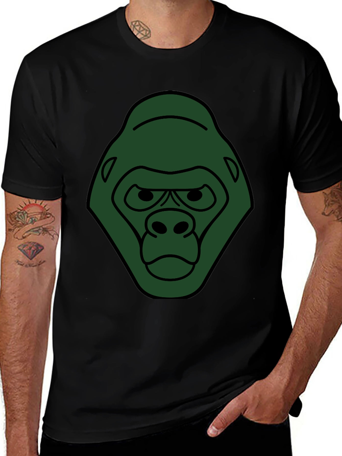 Gorilla Graphic Black T-Shirt - Unique Animal Tee