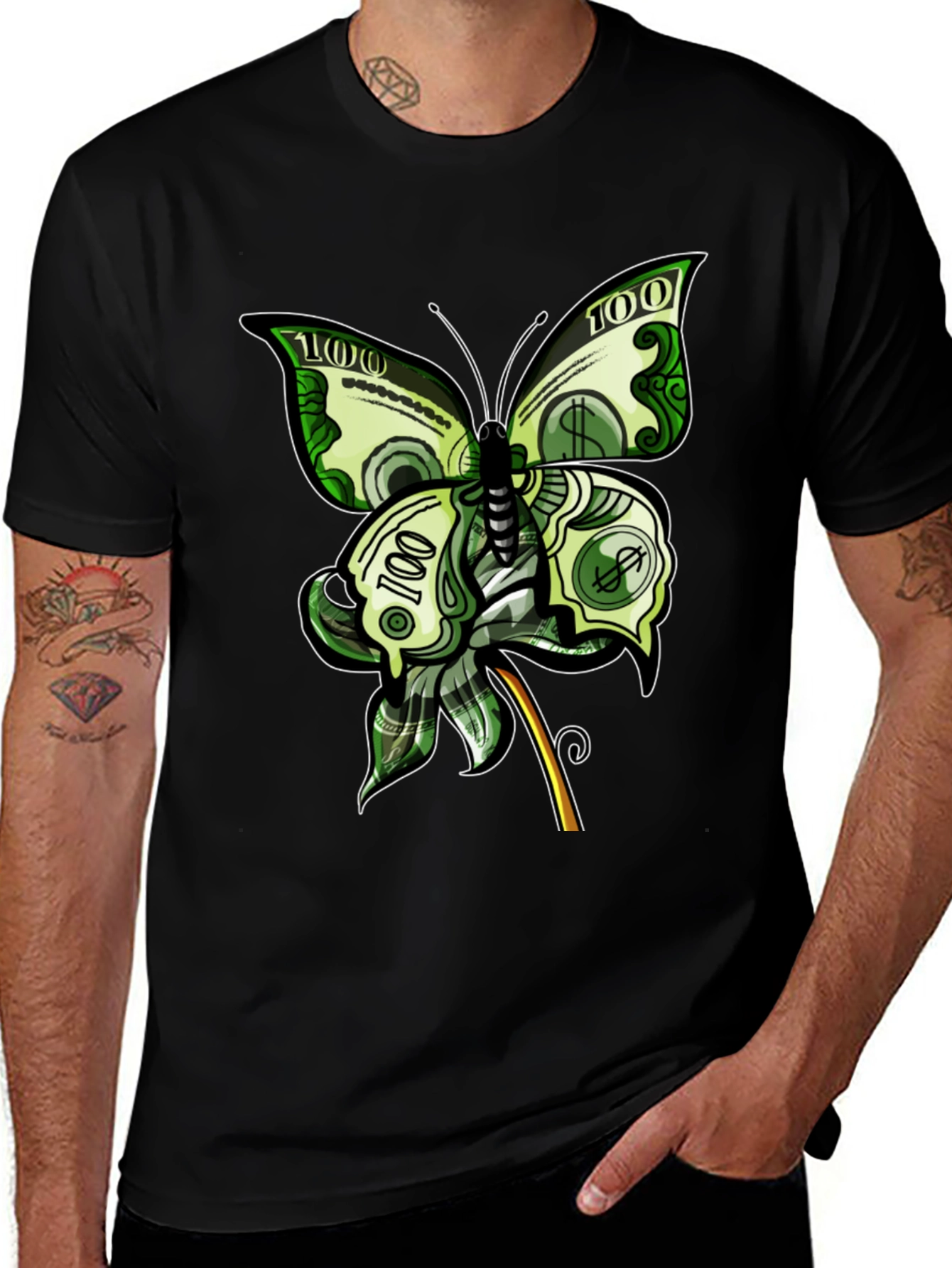 Variant 9 of Money Butterfly Graphic Tee - Black