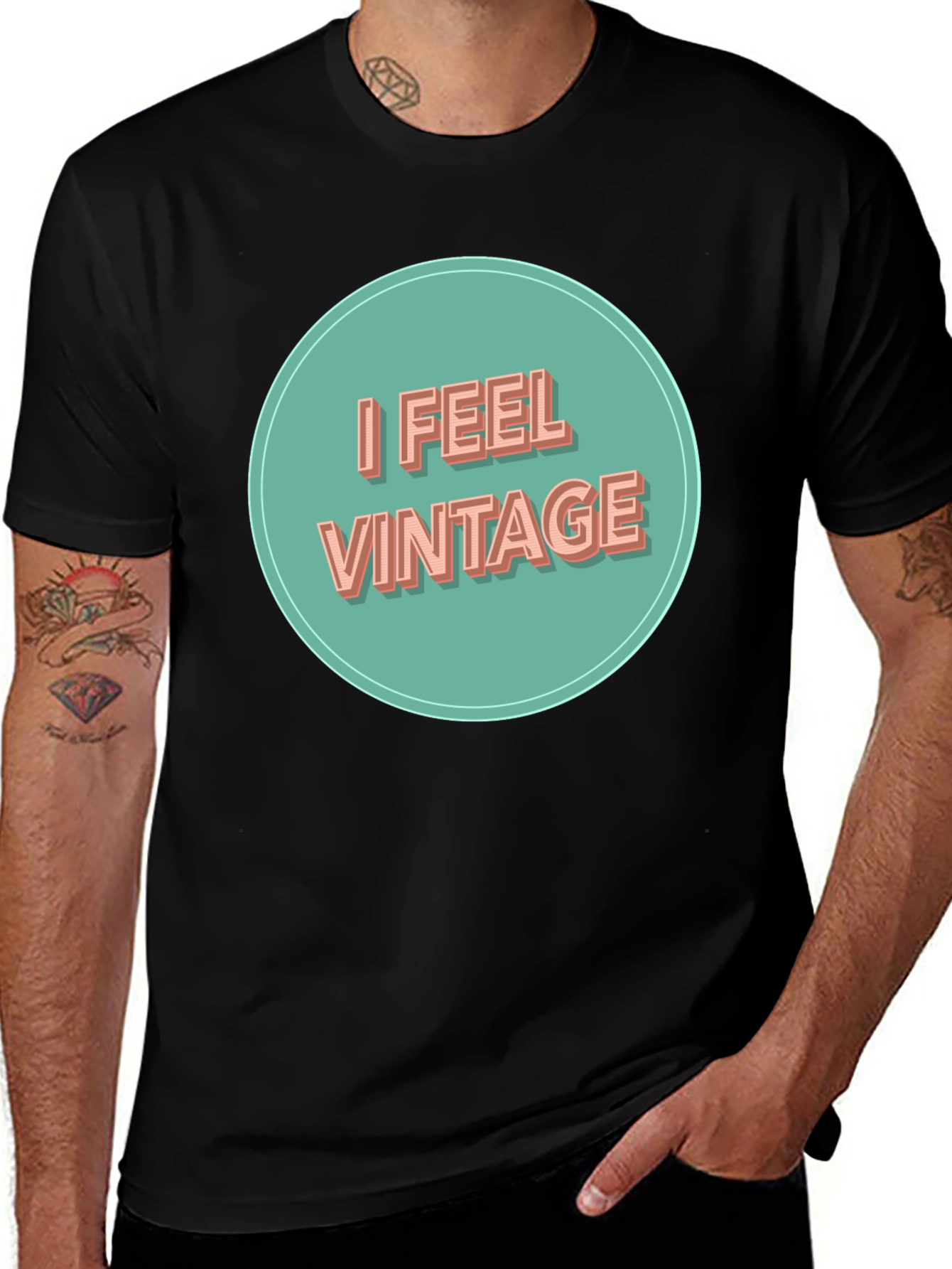 Variant 21 of I Feel Vintage Graphic Tee - Black T-Shirt
