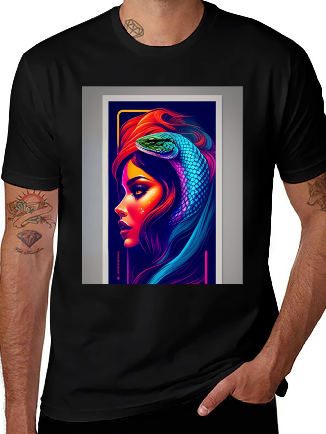 Variant 18 of Neon Snake Woman Graphic Tee - Stylish & Unique