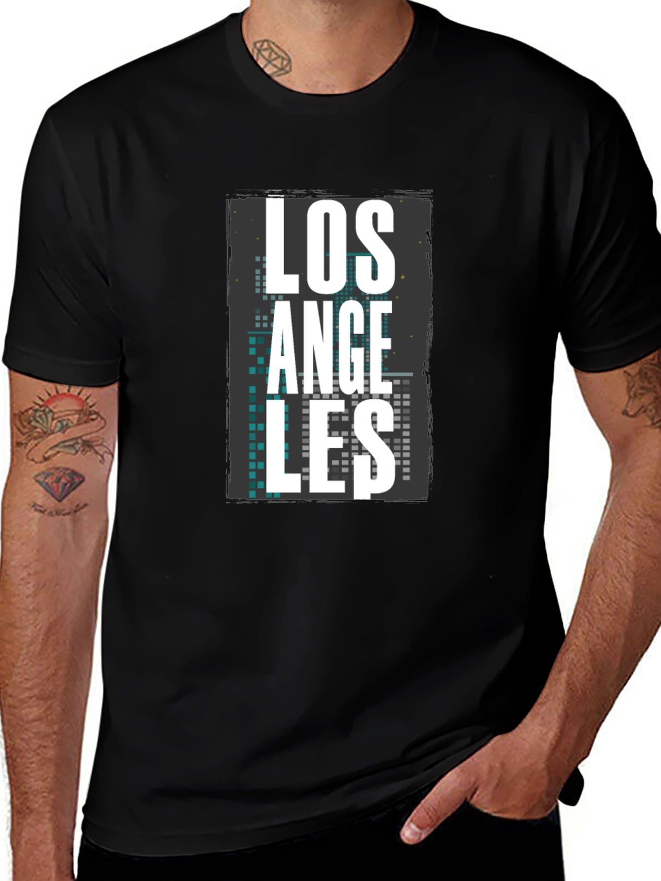 Variant 27 of Los Angeles Graphic Print Men's Black T-Shirt